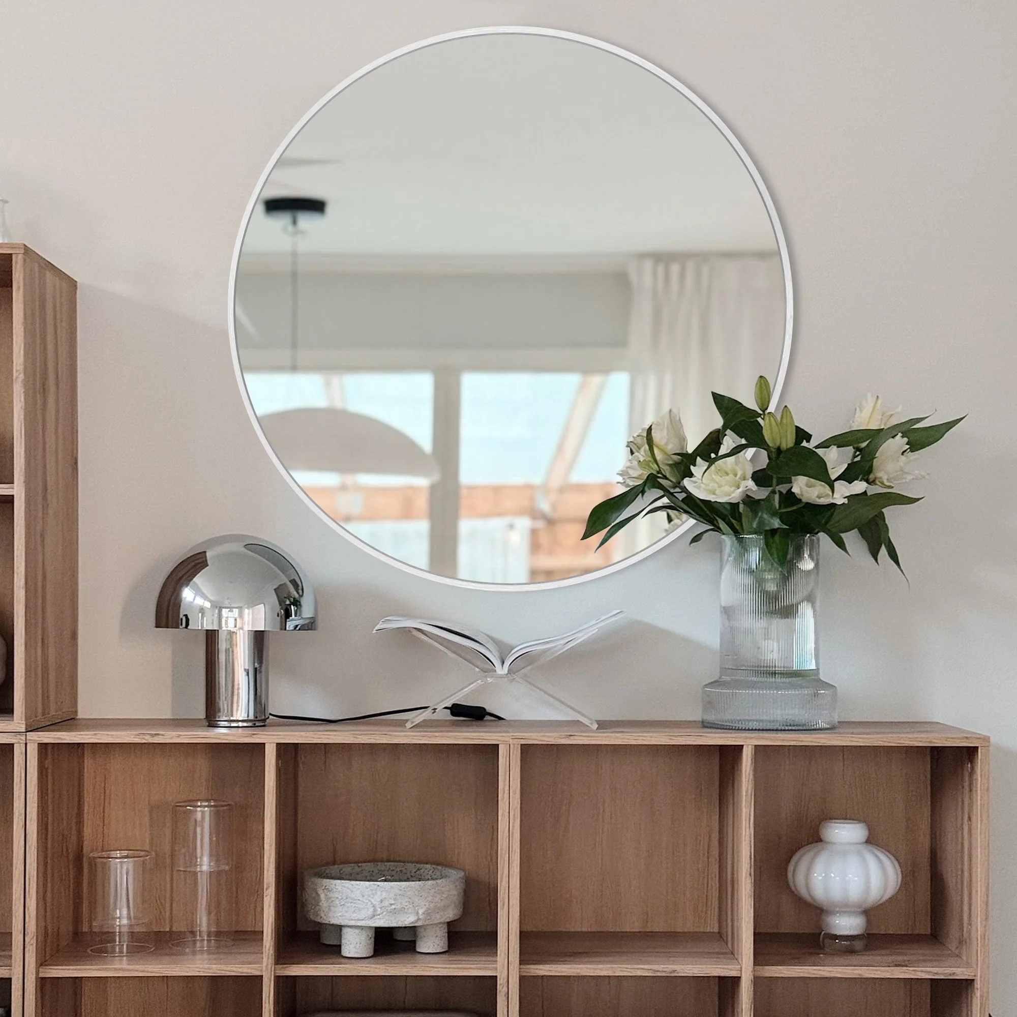 Modern Round Bathroom Vanity Mirror, Wall Mounted Circular Mirror for Bathroom, Bedroom and Home Decor - Image 15