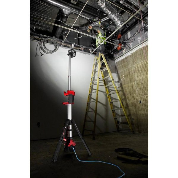 18V Cordless Rocket Tower Light – Dual Power LED Work Light with 2×6.0Ah Batteries - Image 4