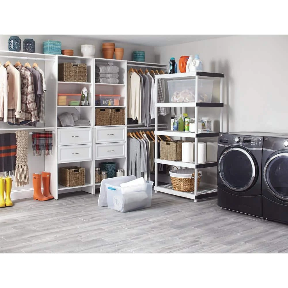 5-Tier Easy Assembly Multi-purpose Plastic Garage Storage Shelving Unit in Gray (36 in. W x 72 in. H x 18 in. D) - Image 2
