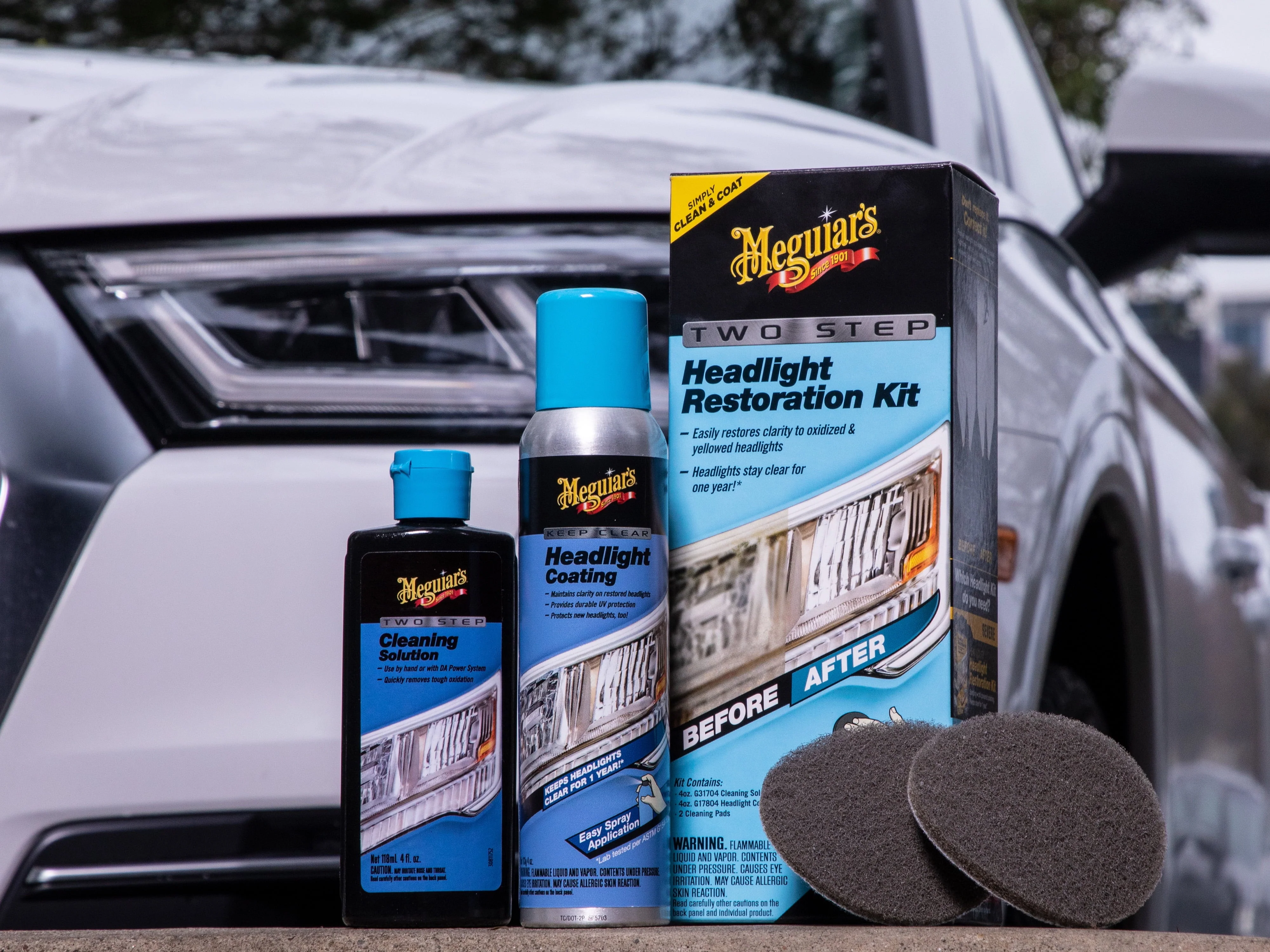 Meguiar's Two Step Headlight Restoration Kit, Clear -?Cleaning Solution, 4 Count (1 Pack) - Image 3