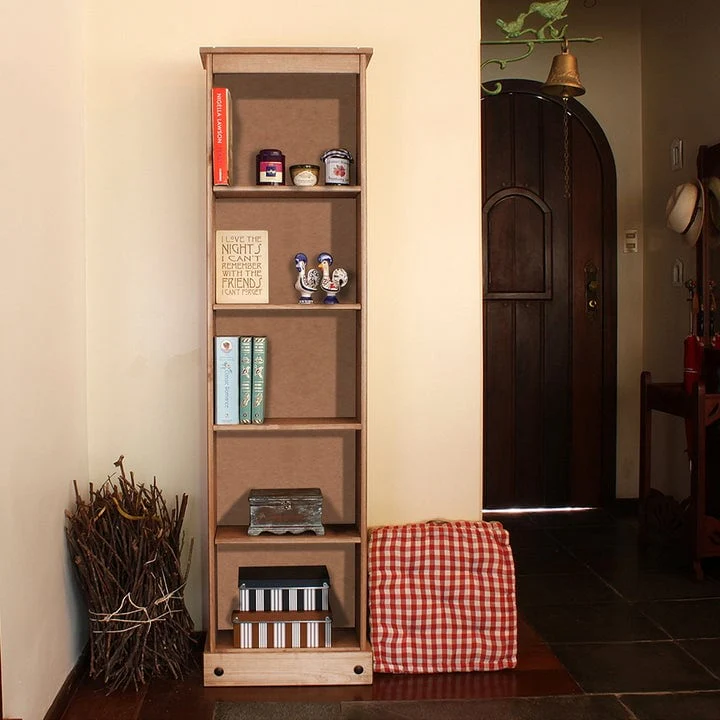 Tall Narrow Wood Bookcase, Slim Freestanding Bookshelf for Small Spaces, Home Office and Living Room - Image 10