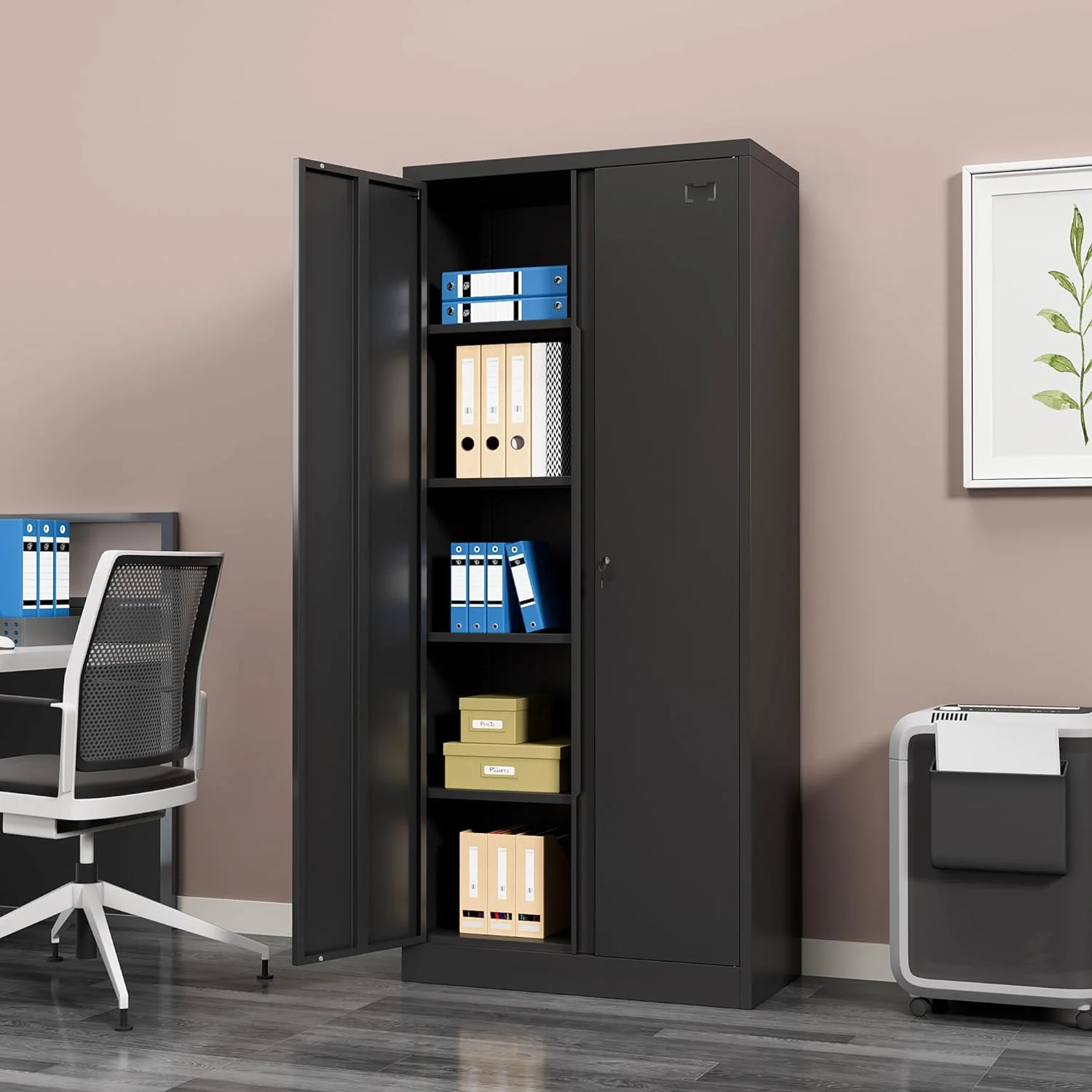 Metal Storage Cabinet, Garage Storage Cabinet with Doors and 2 Adjustable Shelves, 36" White Metal Cabinet, Locking Cabinet for Home,Garage,Office,School - Image 17