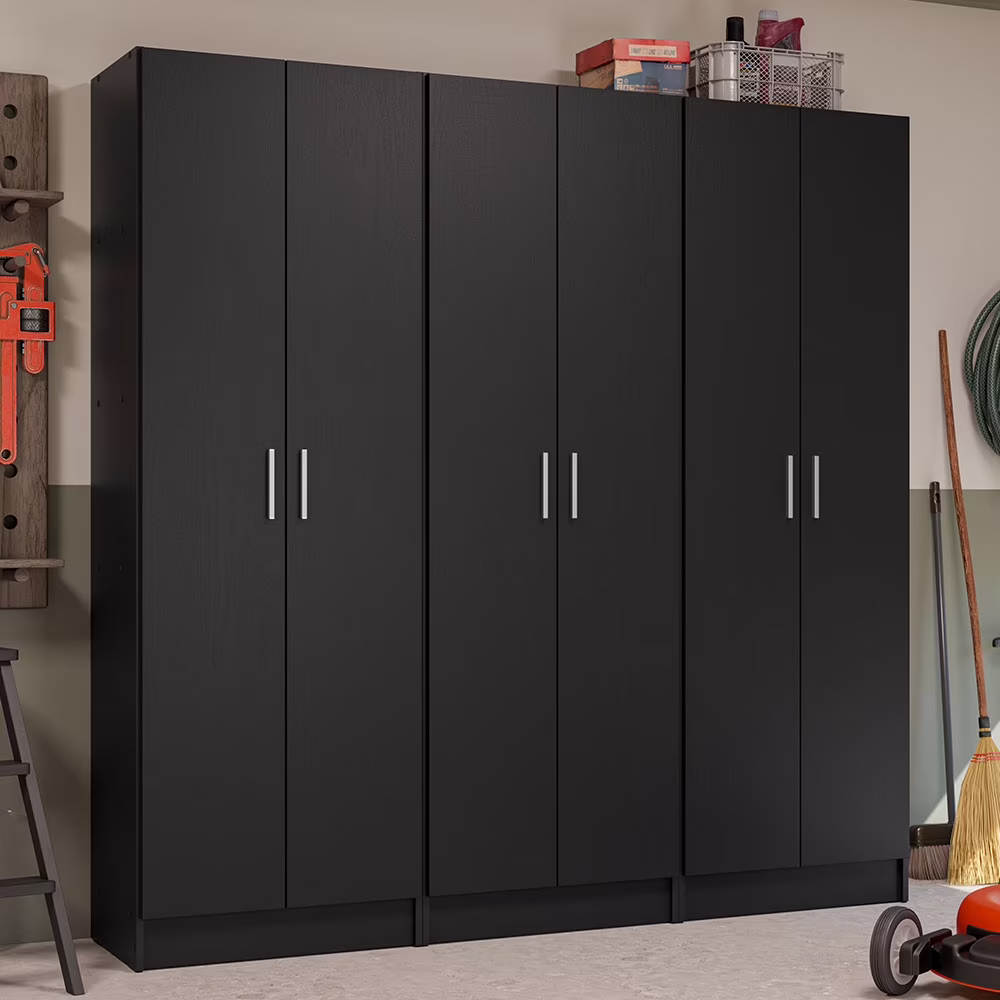 Madesa Garage Set 3 Pantry Storage Cabinet with 15 Utility Shelves 71"L Wooden Organization Unit for Garage - White - Image 3