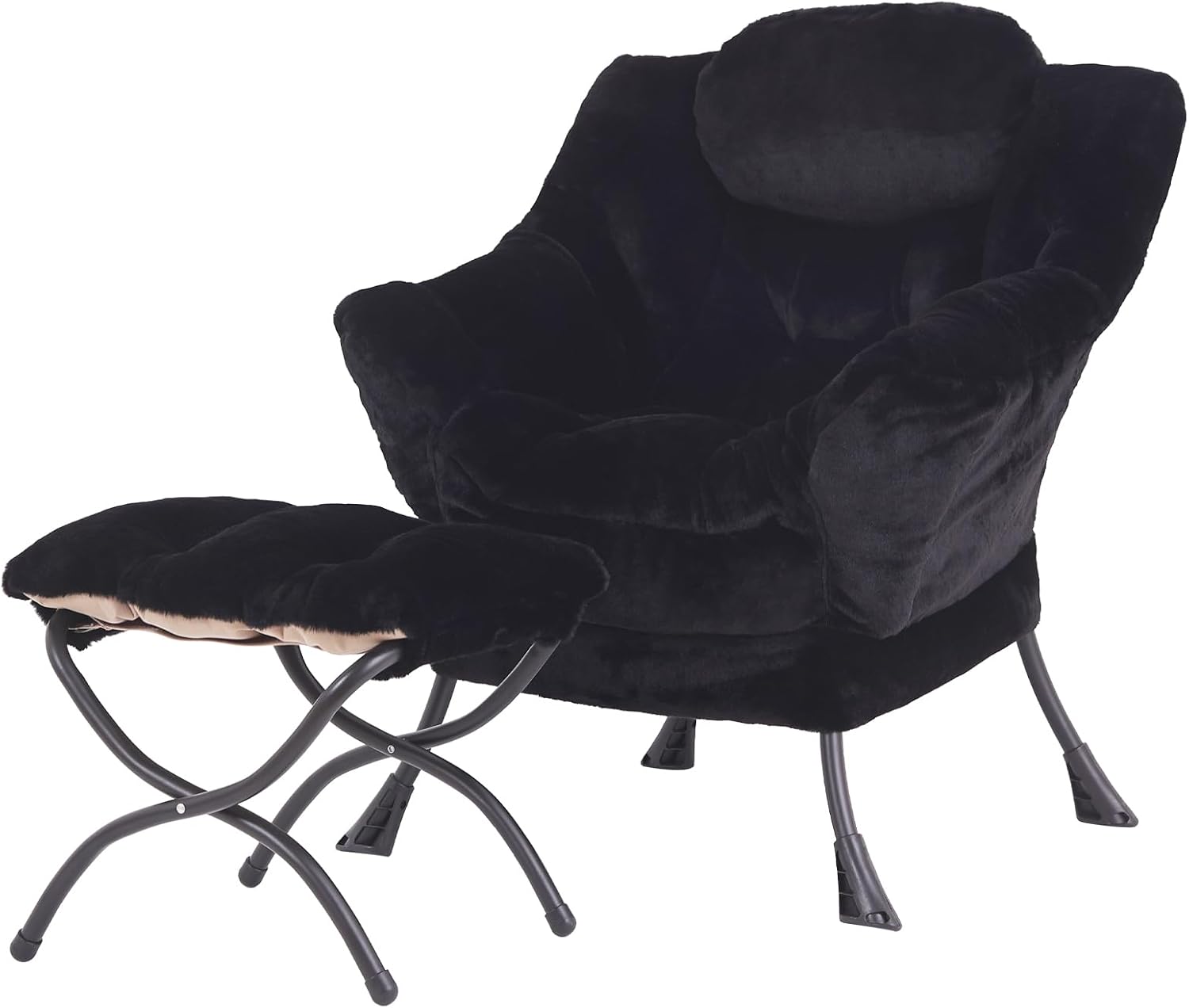Modern Lazy Chair with Ottoman, Lounge Accent Reading Chair for Living Room - Image 9