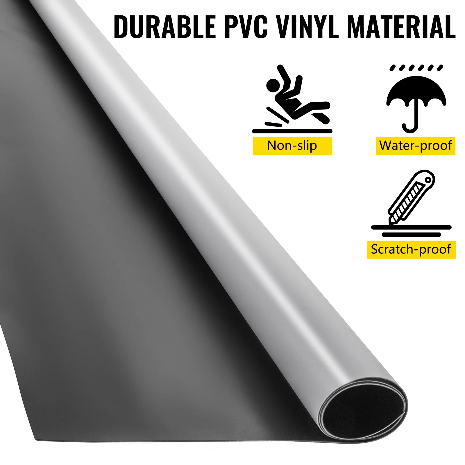 VEVORbrand Dance Floor Roll Portable 6.6 x 15.7 ft Practice Dance Floor 1.5mm Thickness PVC Dance Flooring Dance Floor Grey/Black Roll out Non-slide & Wearproof Dance Floor Easy Cleaning for Ballet - Image 4