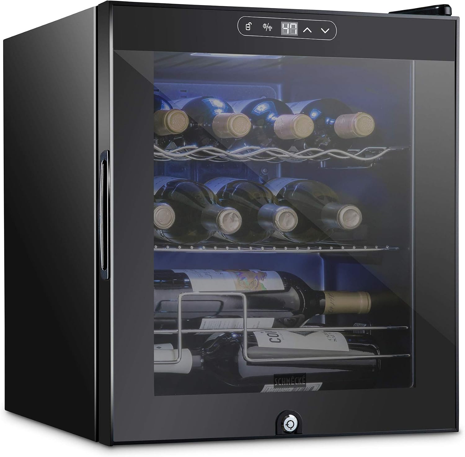 12 Bottle Compressor Wine Cooler Refrigerator w/ Lock | Large Freestanding Wine Cellar | 41F-64F Digital Temperature Control Wine Fridge for Red, White, Champagne or Sparkling Wine - Black - Image 10