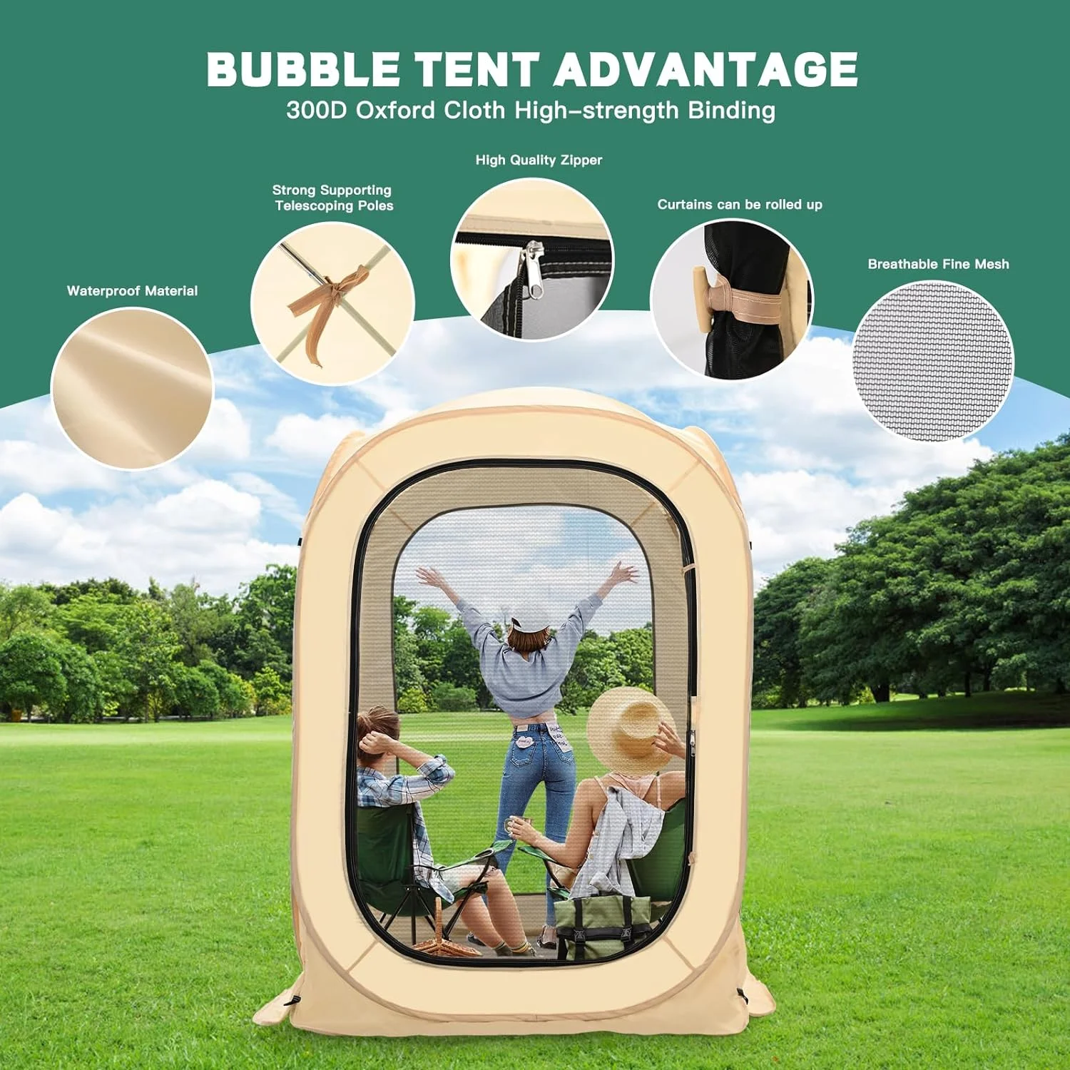 Slsy Screen House Tent Pop-Up, Portable Screen Room Canopy Instant Screen Tent Outdoor Camping Tent with Carry Bag for Patio, Backyard, Deck & Outdoor Activities - Image 8