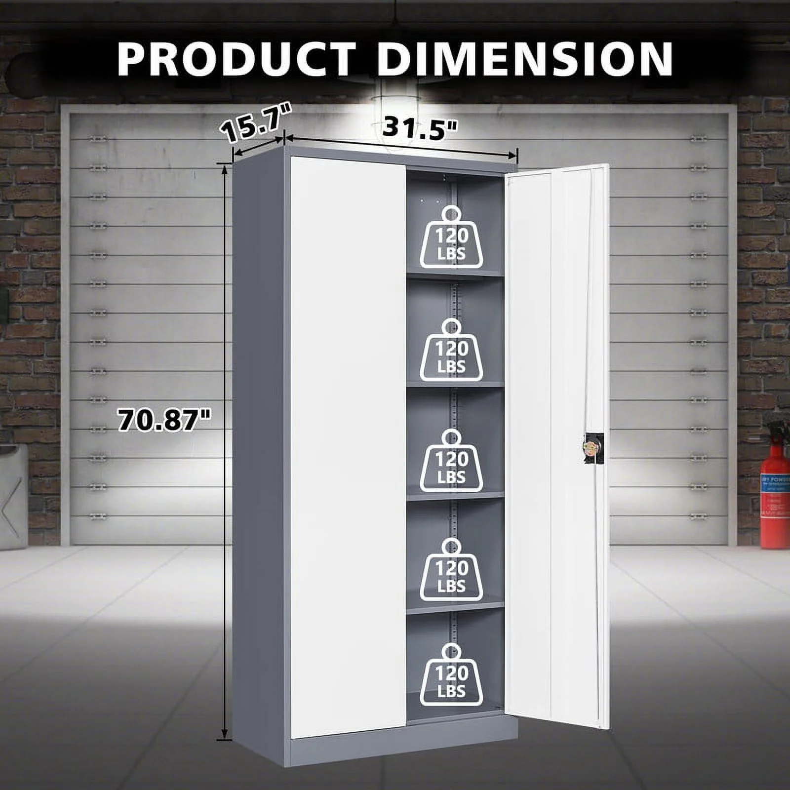 STANI Metal Storage Cabinet with Locking Doors, Garage Lockable Steel Cabinets with 4 Doors and 5 Shelves for Home, Garage, Pantry Workshop Warehouse - Image 13