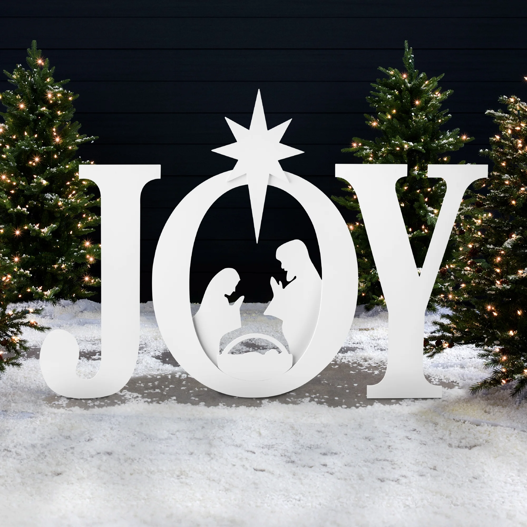 Best Choice Products 46in Outdoor JOY Christmas Nativity Decoration w/ Weather Resistant PVC, Ground Stakes - Red/White - Image 10