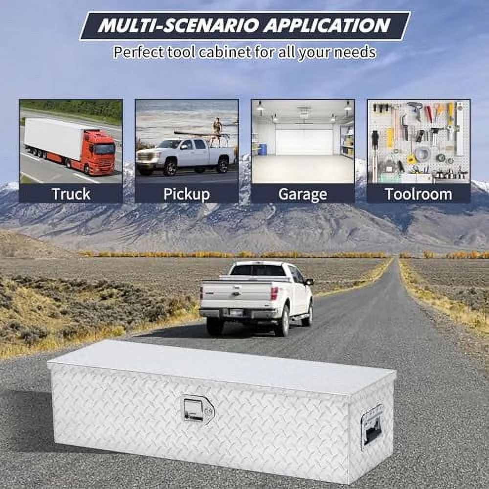 Aluminum Diamond Plate Tool Box 13x13x30 Inch, Heavy Duty Truck Toolbox with Sliding Shelf, Waterproof Truck Storage Organizer Chest for Pick Up Truck RV Trailer with Lock & Keys - Image 11