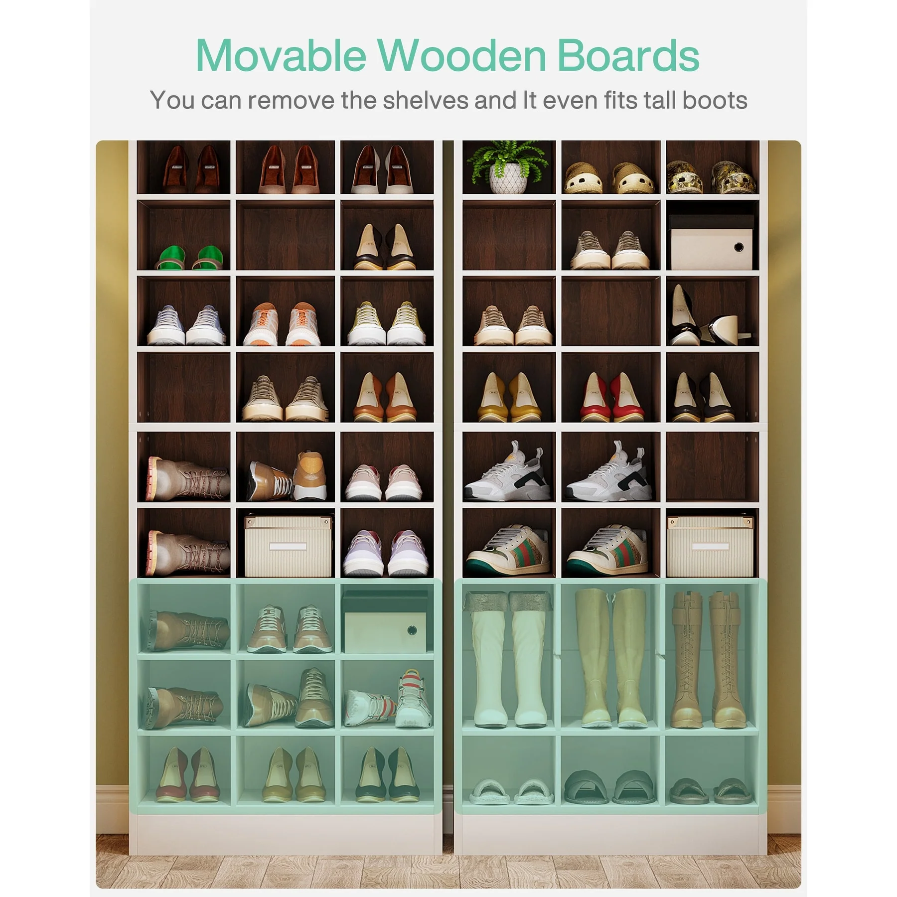 10-Tier Tall Shoe Cabinet, 30-Pair White Wood Shoe Storage Rack for Entryway and Closet - Image 17