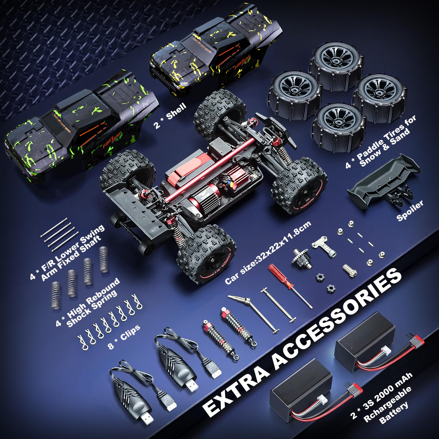 1/16 RTR Brushless Fast RC Cars, 42mph with 2 Batteries - Image 6