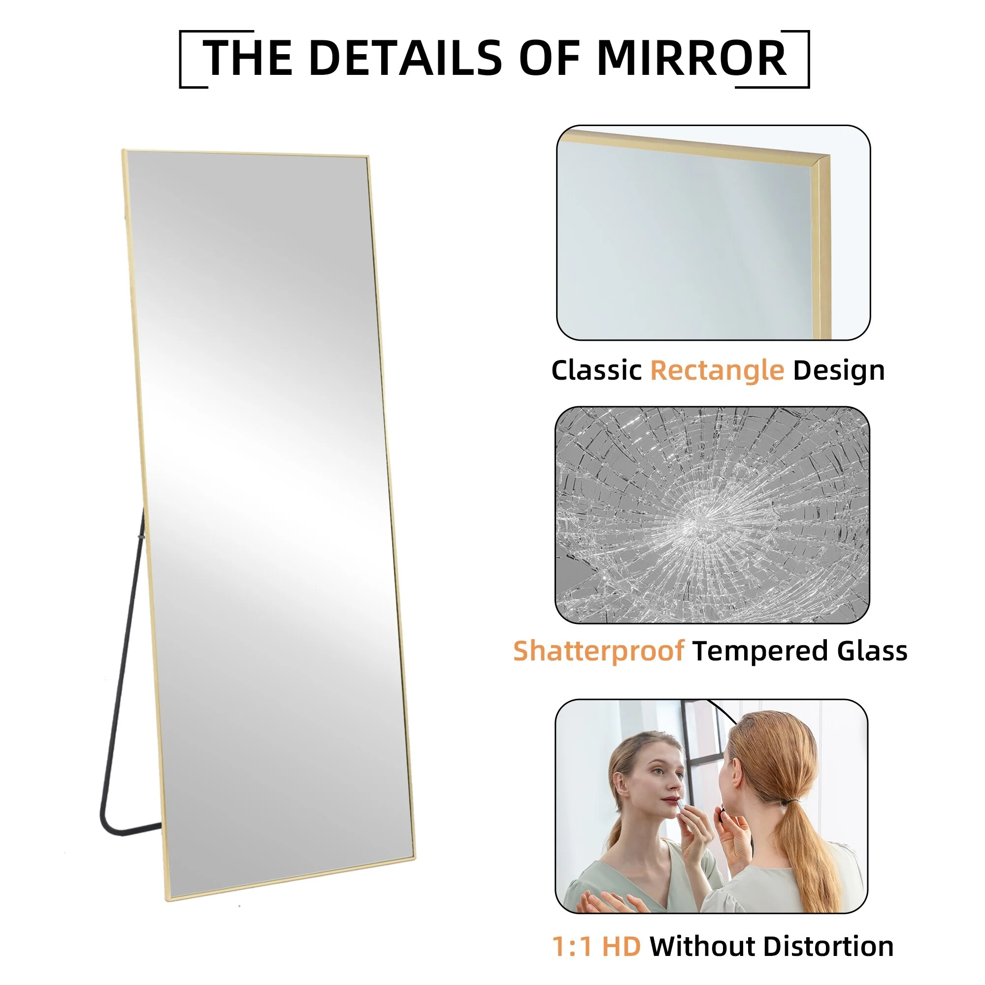 64x21 Full Length Floor Mirror, Large Full Body Aluminum Alloy Frame Standing Mirror with Stand and Wall Mount Option - Image 25
