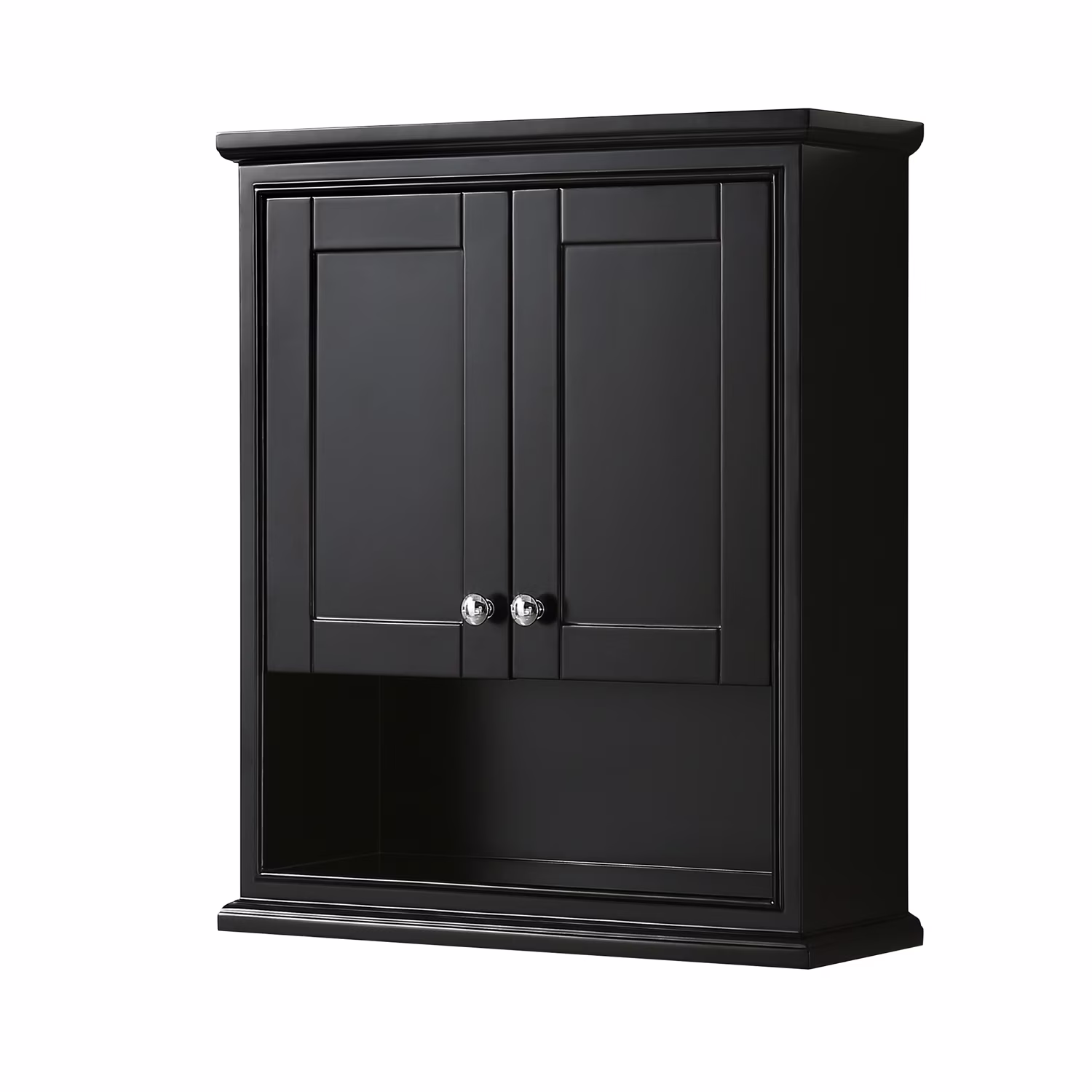 Wyndham Collection Deborah Over-the-Toilet Bathroom Wall-Mounted Storage Cabinet in Dark Gray with Matte Black Trim - Image 3