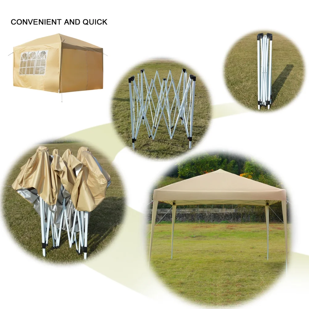 Spaco 10x10 FT pop up canopy with 2 Windows And 2 Doors, Instant Canopies Portable Gazebo UV Resistant Waterproof Enclosed Canopy Tent for Outdoor Events, Patio, Backyard, Party, Khaki - Image 4