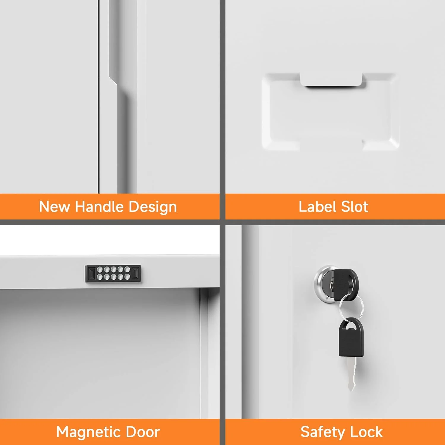Metal Storage Cabinet, Garage Storage Cabinet with Doors and 2 Adjustable Shelves, 36" White Metal Cabinet, Locking Cabinet for Home,Garage,Office,School - Image 5