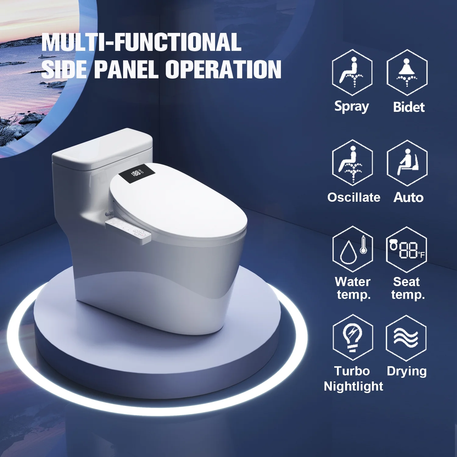 WLJBIDET Toilet Bidet Seat, Instant Warm Water, Self-Cleaning Nozzle, Multiple Spraying Modes, Electric Heated Seat, Warm Air Drying, Soft Closed Lid, Display Screen, Requires Electricity, Elongated - Image 5