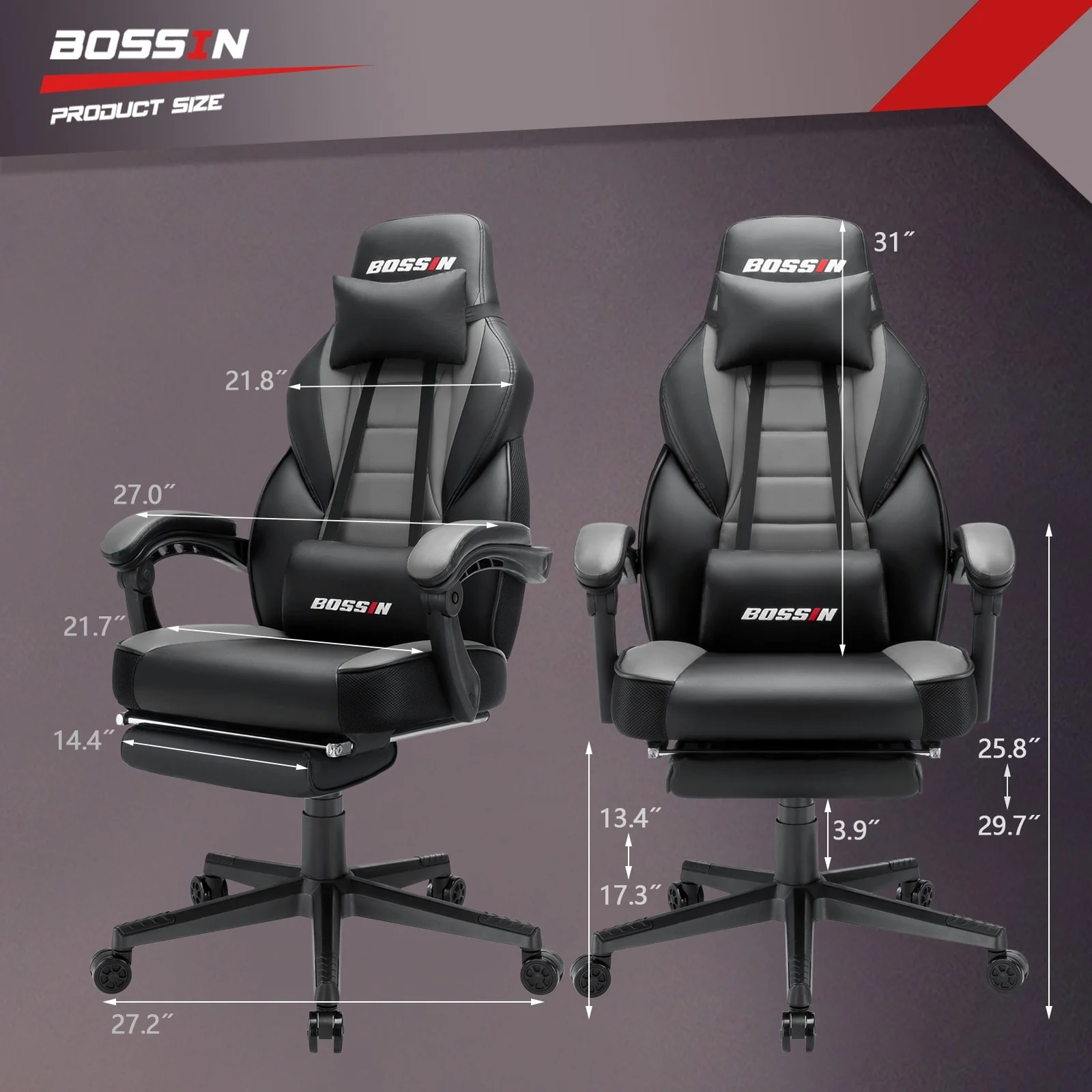 Racing Style Gaming Chair, 300 lbs Big and Tall High Back Computer Chair - Image 52