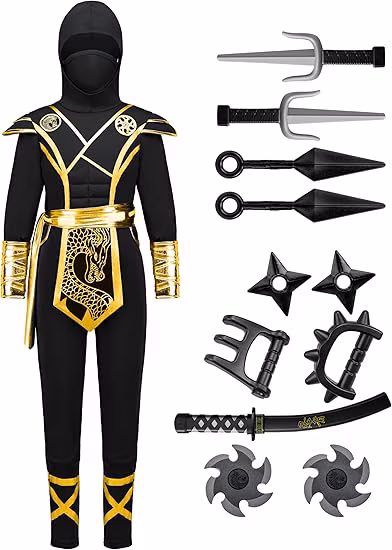 Joyfy Ninja Costume for Kids, Ninja Dragon Costume Set, Boys Halloween Outfit for Dress-up and Role-play Party - Image 3