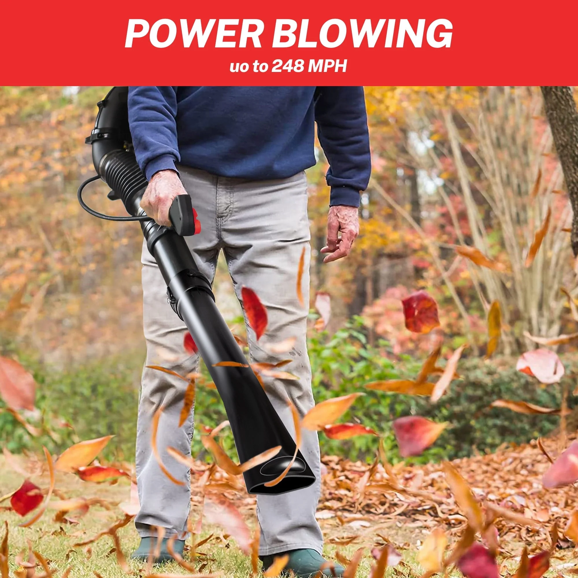 SYNGAR Gas Backpack Leaf Blower, 52CC 2-Cycle Leaf/Snow Blower with Extension Tube, for Dust Cleaning, Snow Blowing, Backyard, Garden, Work Around the House, Not for Sale in California, D5480 - Image 11