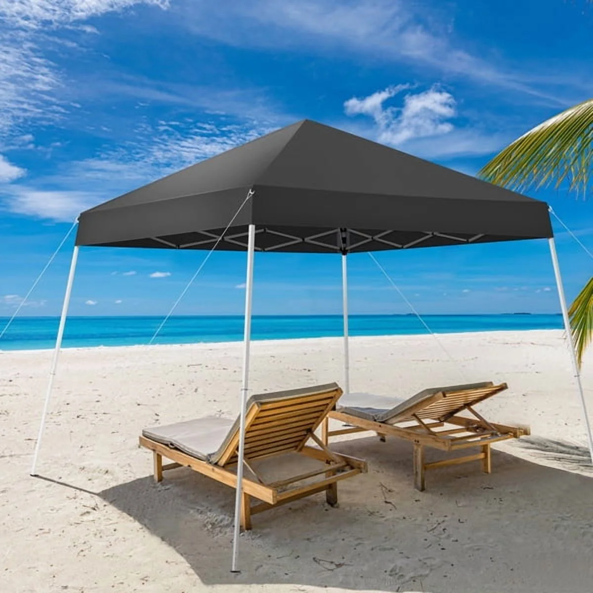 8x8ft Pop Up Canopy Tent, Outdoor Tent Canopy Foldable Portable Canopies for Camping, Patio, Easy Up Gazebo Canopy with Carry Bag Slant Legs, Dark Grey - Image 11