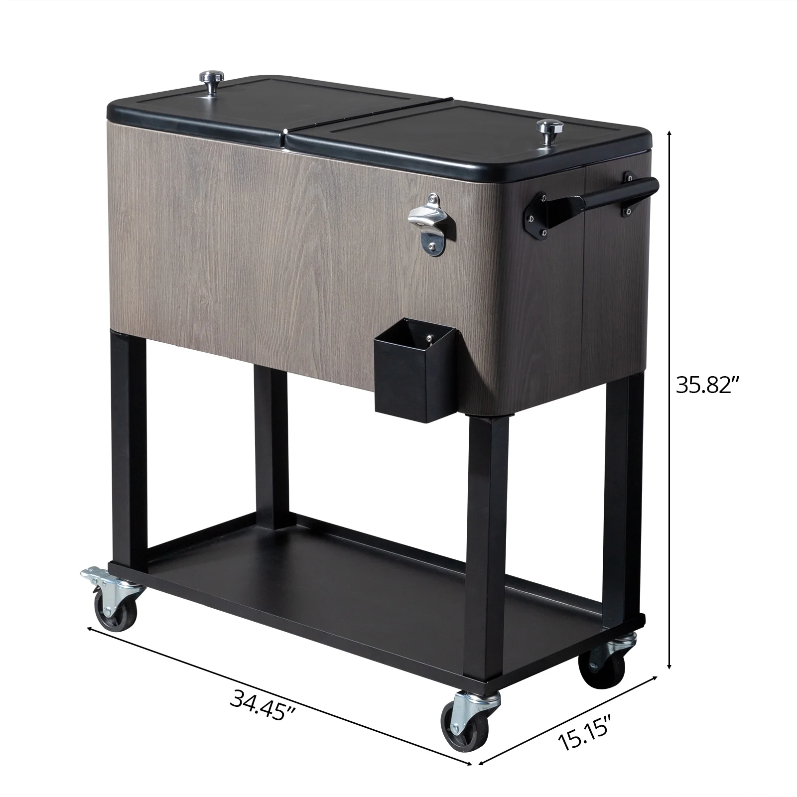 EasingRoom Iron Spray Plastic Patio Cooler Cart with Tray Cooler with Shelf Green - Image 20