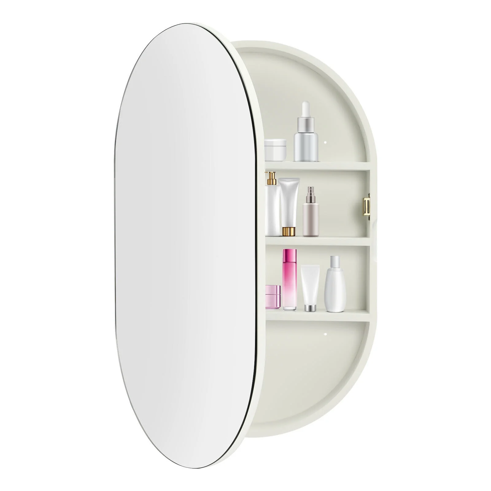 Fichiouy Bathroom Mirror Cabinet Oval Wall Mounted Cabinet Storage Cabinet with Mirror for Bathroom 19.76" x 30.82" - Image 6