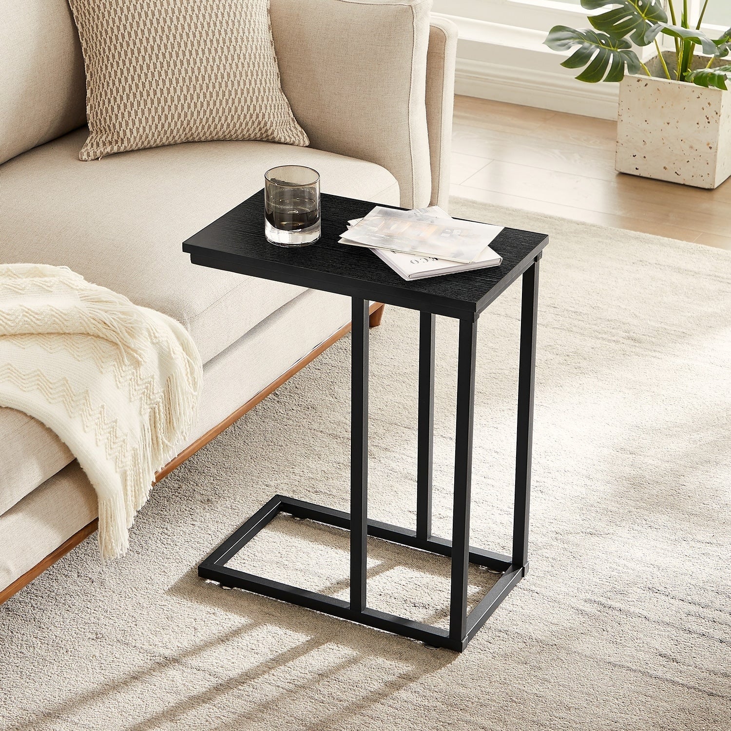 Set of 2 C-Shaped Sofa Side Tables, Small End Tables for Living Room, Bedside and TV Tray - Image 34