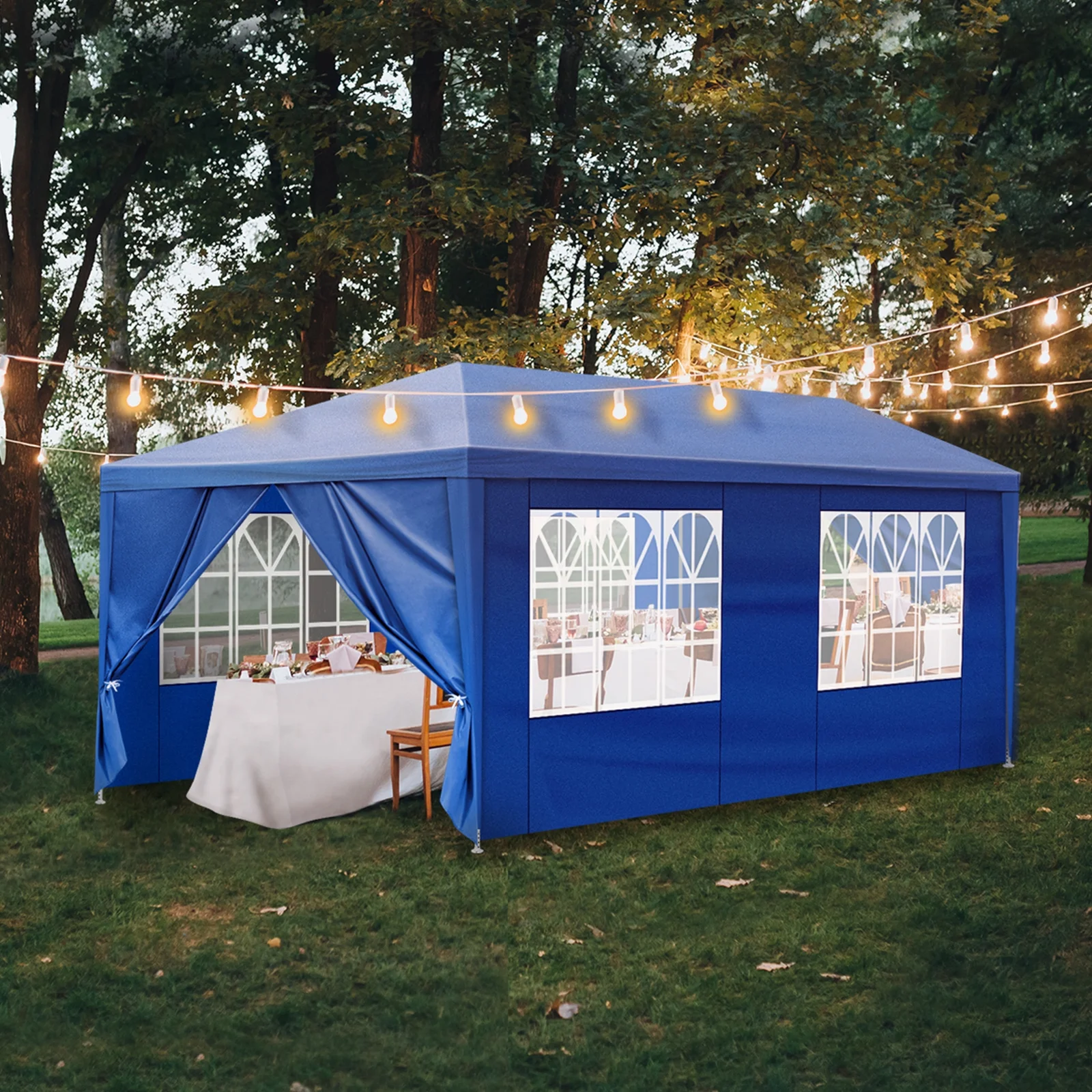 10'x20' Outdoor Party Tent with 6 Removable Sidewalls, Waterproof Canopy Patio Wedding Gazebo, Blue - Image 4