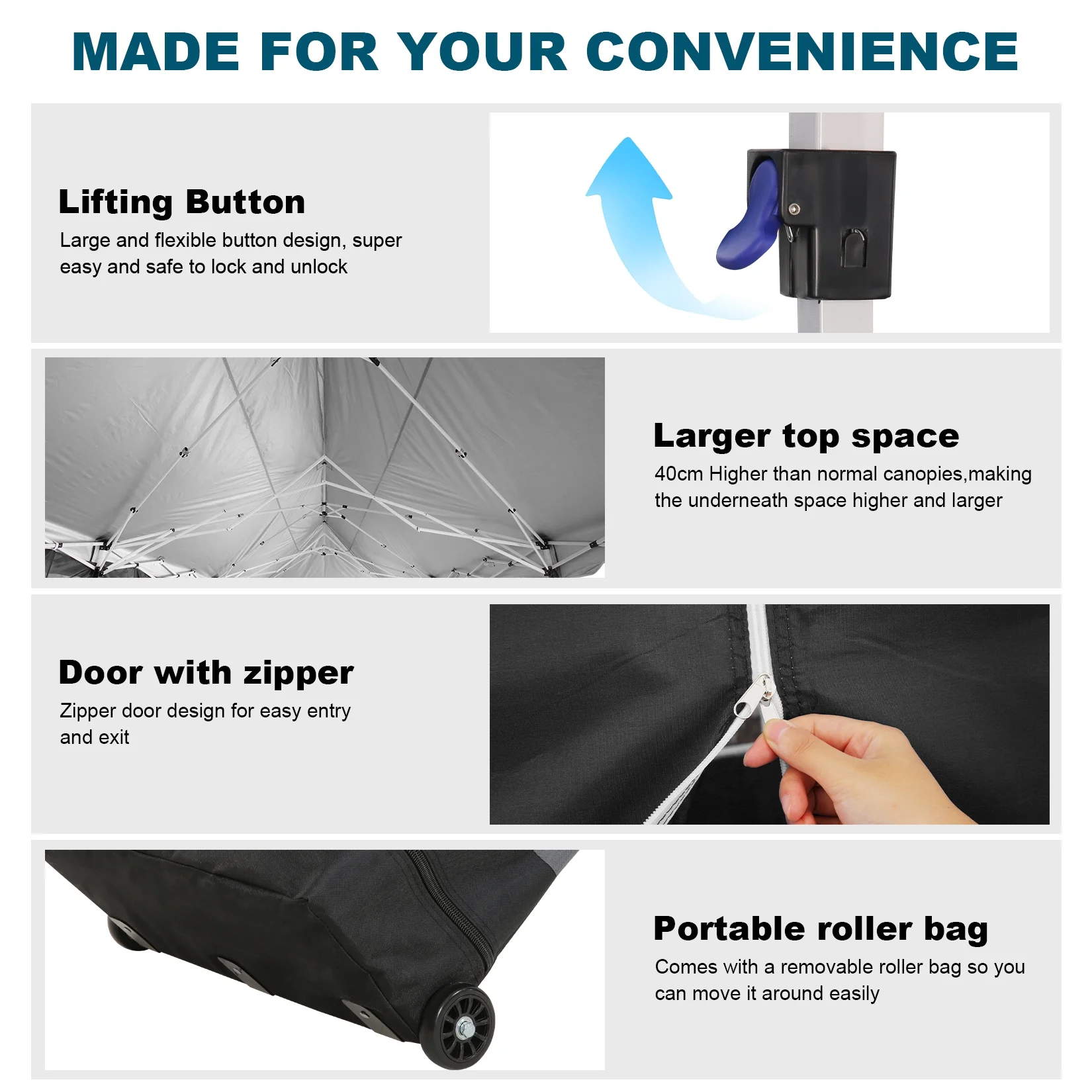 HOTEEL Canopy 10'x20' Pop Up Canopy Tent Heavy Duty Waterproof Adjustable Commercial Instant Canopy Outdoor Party Canopy Parties,Wedding,Outside Patio,Event,Backyard,White - Image 36