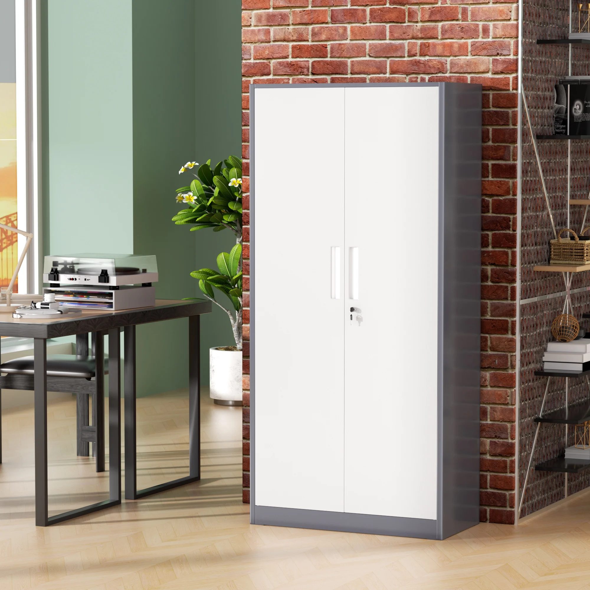 SOLAURA Metal Storage Cabinet with Wheels, 73" Garage Rolling Cabinet with Locking Door and 4 Shelves, Tool Cabinet on Caster for Home, Office, Black - Image 96