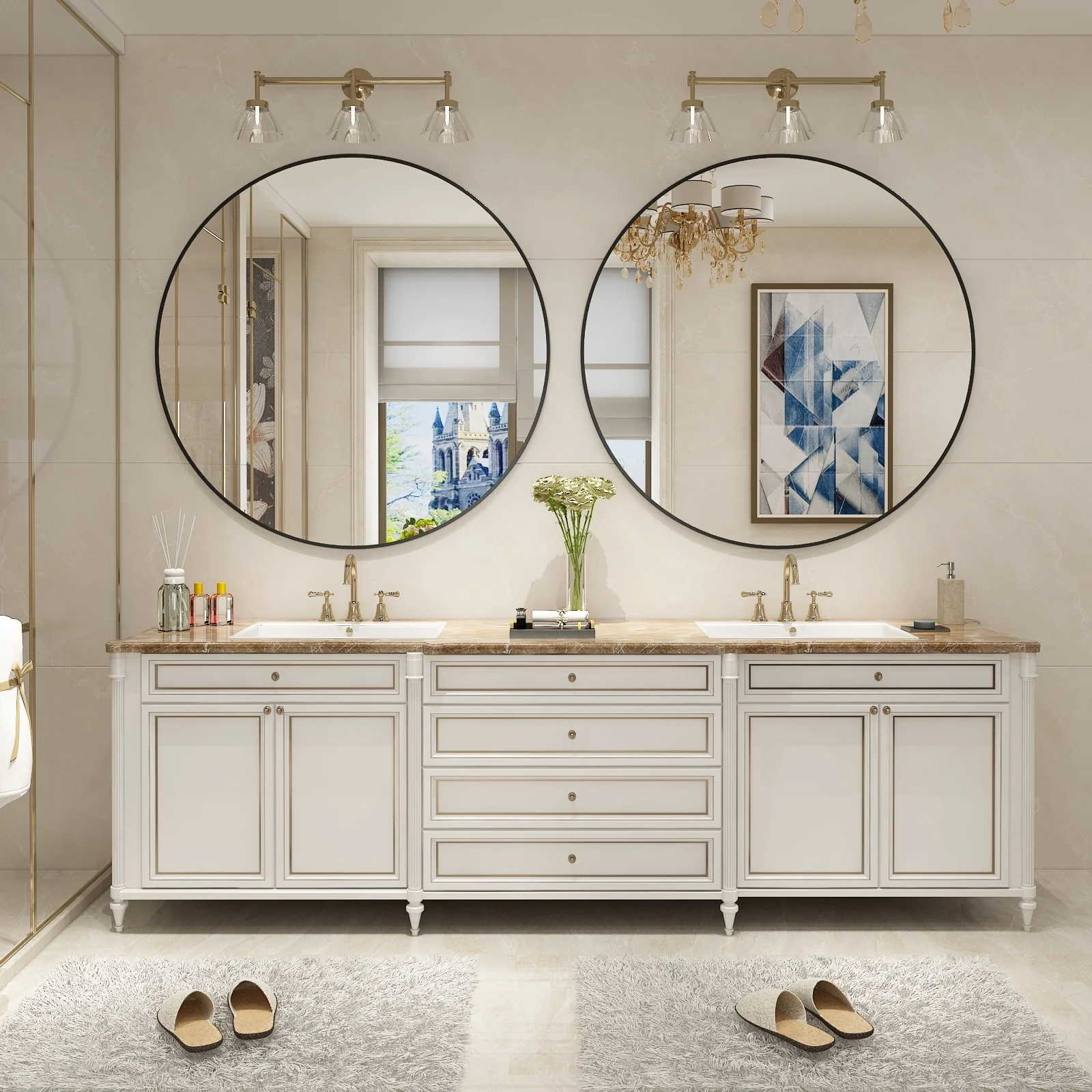 Round Metal Black Frame Bathroom Vanity Mirror, Wall Mounted Decorative Mirror - Image 21