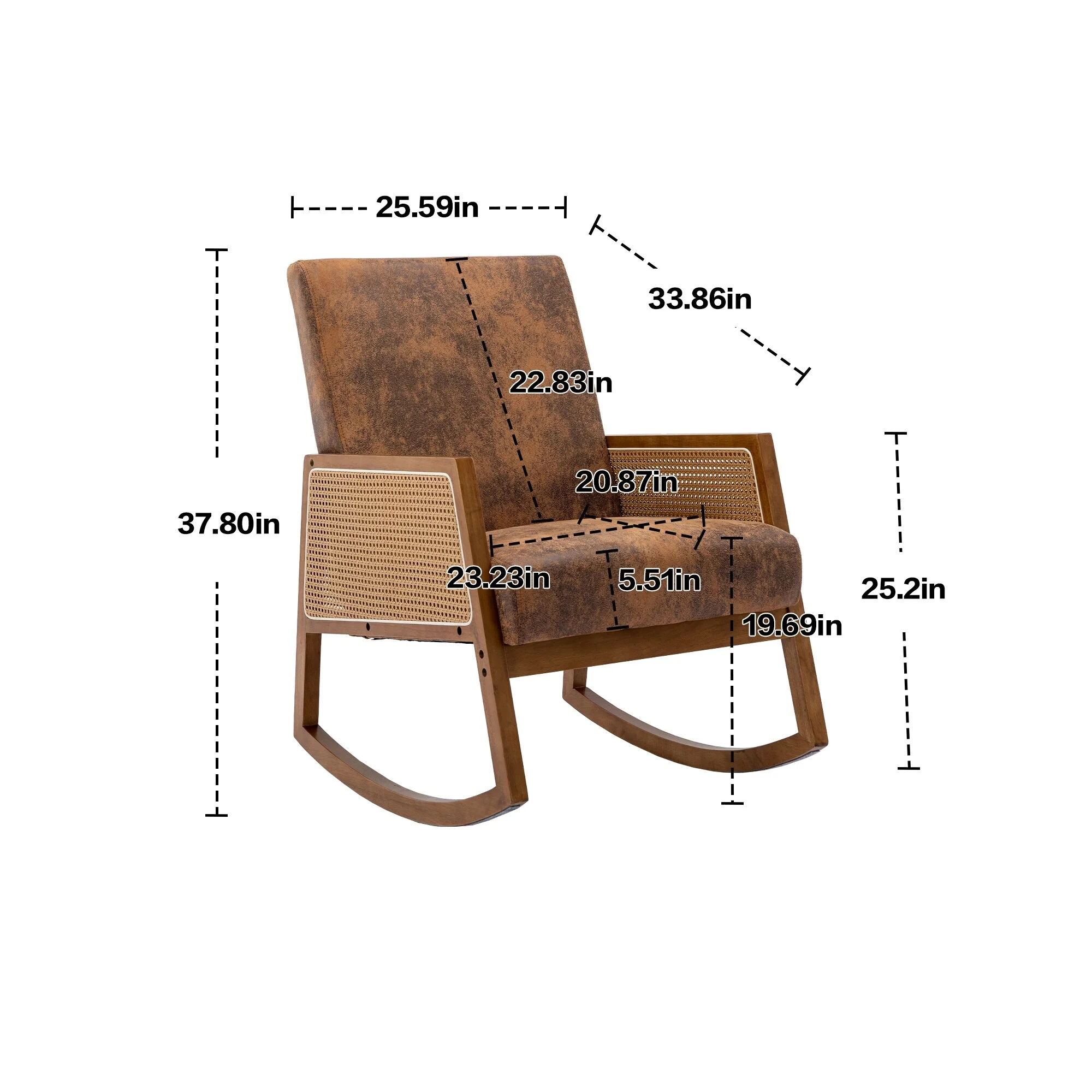 Upholstered Tall Back Rocking Chair, Smooth Gliding Accent Armchair for Comfortable Living Room Seating - Image 39