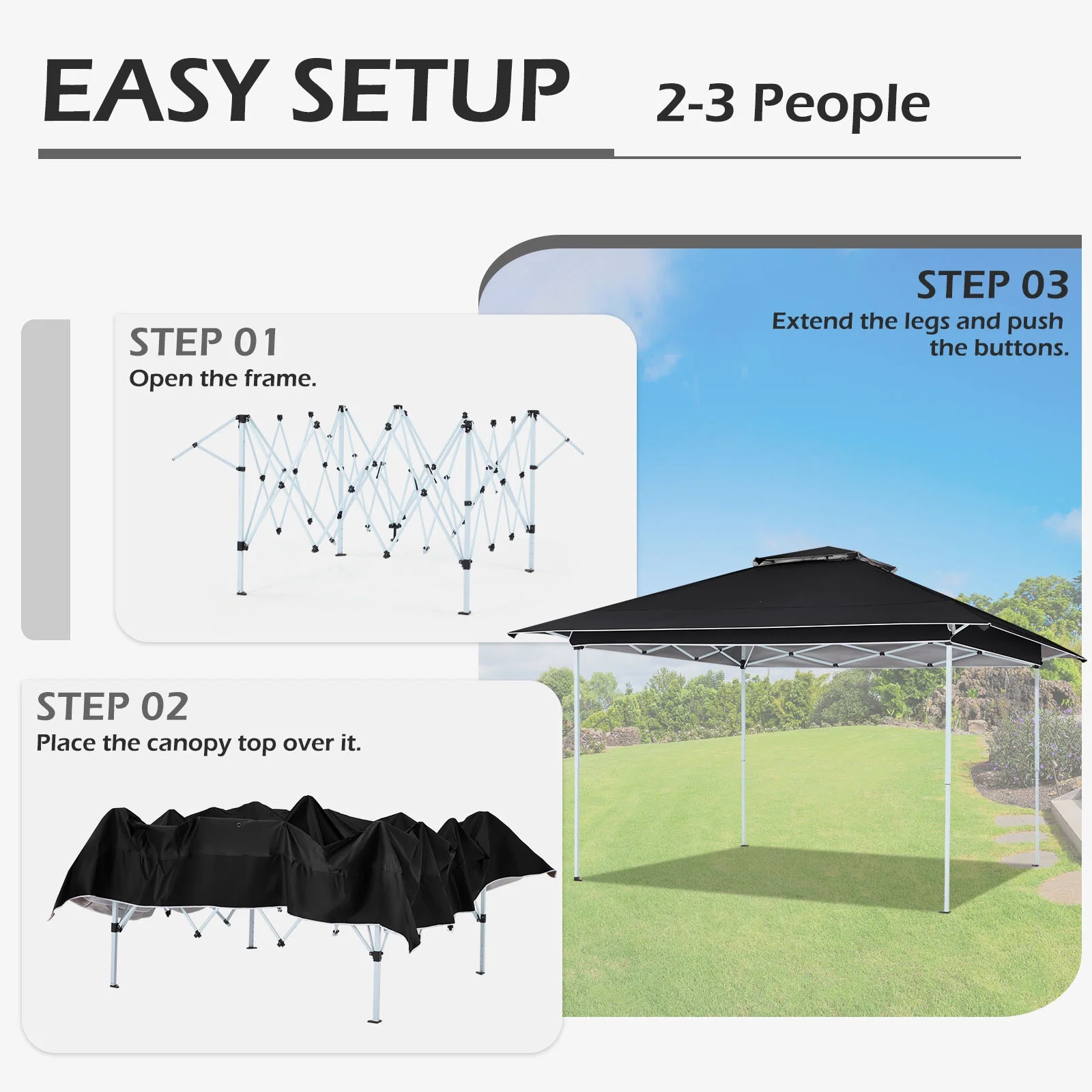 AVAWING 12x12 ft Outdoor Pop-up Canopy Party Tent Easy Setup Patio Wedding Tent, Khaki - Image 80