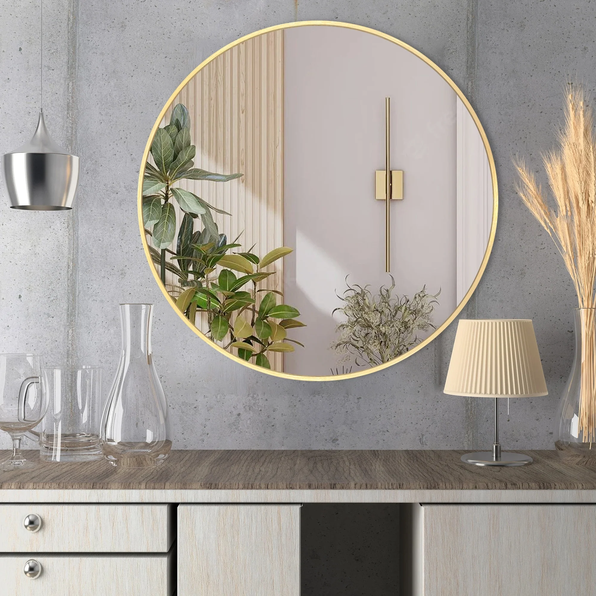 Modern Round Bathroom Vanity Mirror, Wall Mounted Circular Mirror for Bathroom, Bedroom and Home Decor - Image 12