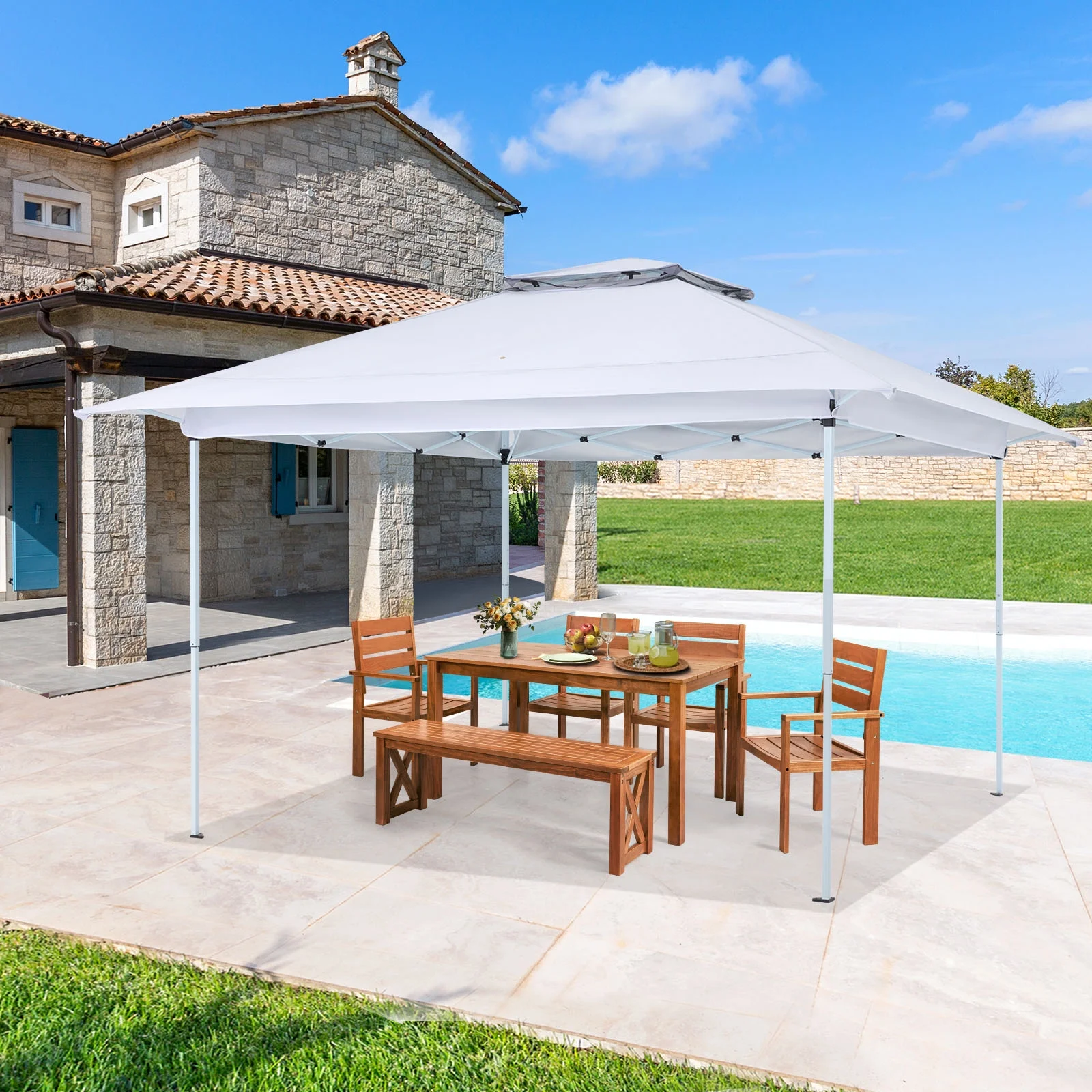 AVAWING 12x12 ft Outdoor Pop-up Canopy Party Tent Easy Setup Patio Wedding Tent, Khaki - Image 23