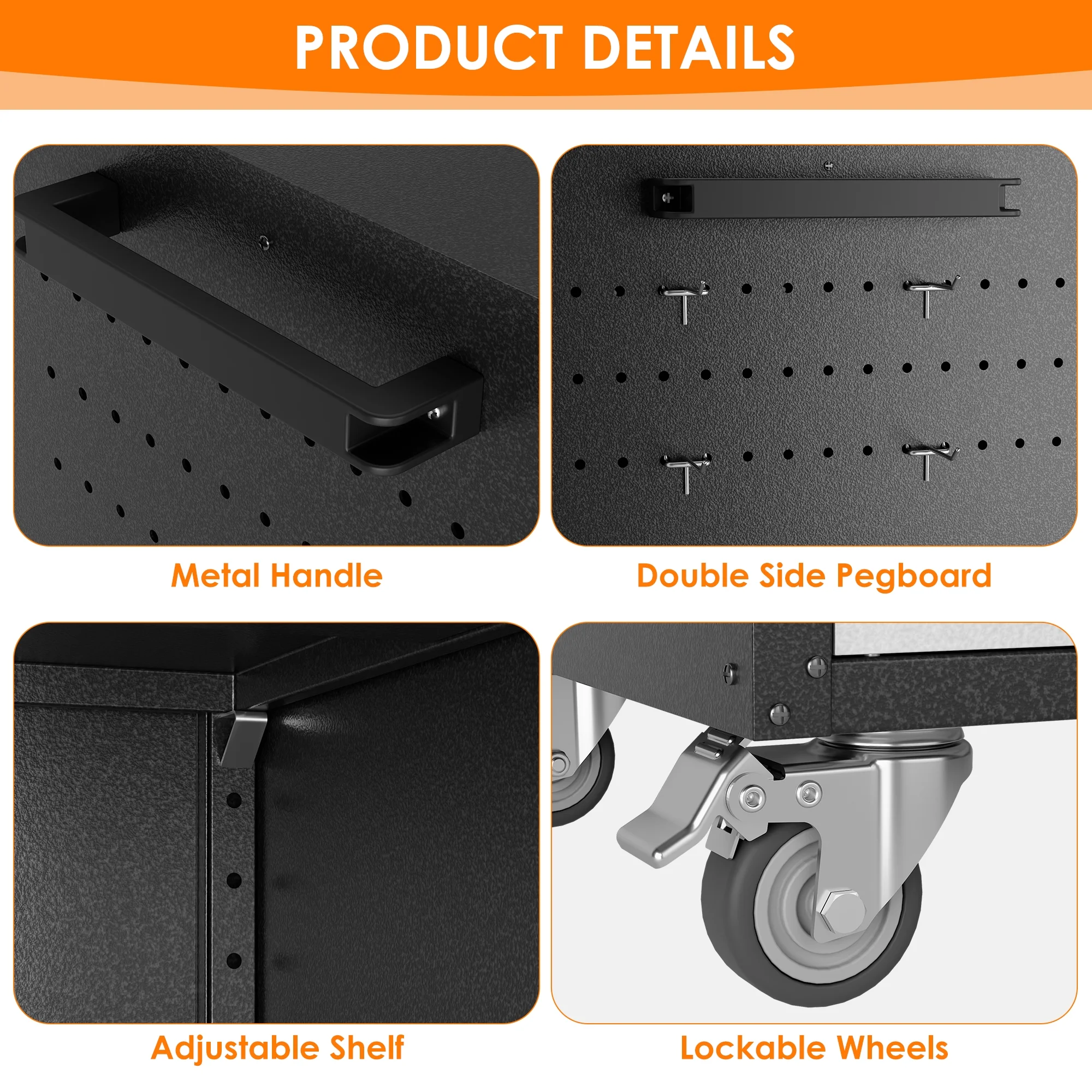 Aobabo Metal Storage Cabinet with Lock,Garage Storage Cabinet with Wheels,72In Steel Storage Cabinet for Garage Home Storage, Black Required-Assembly - Image 121