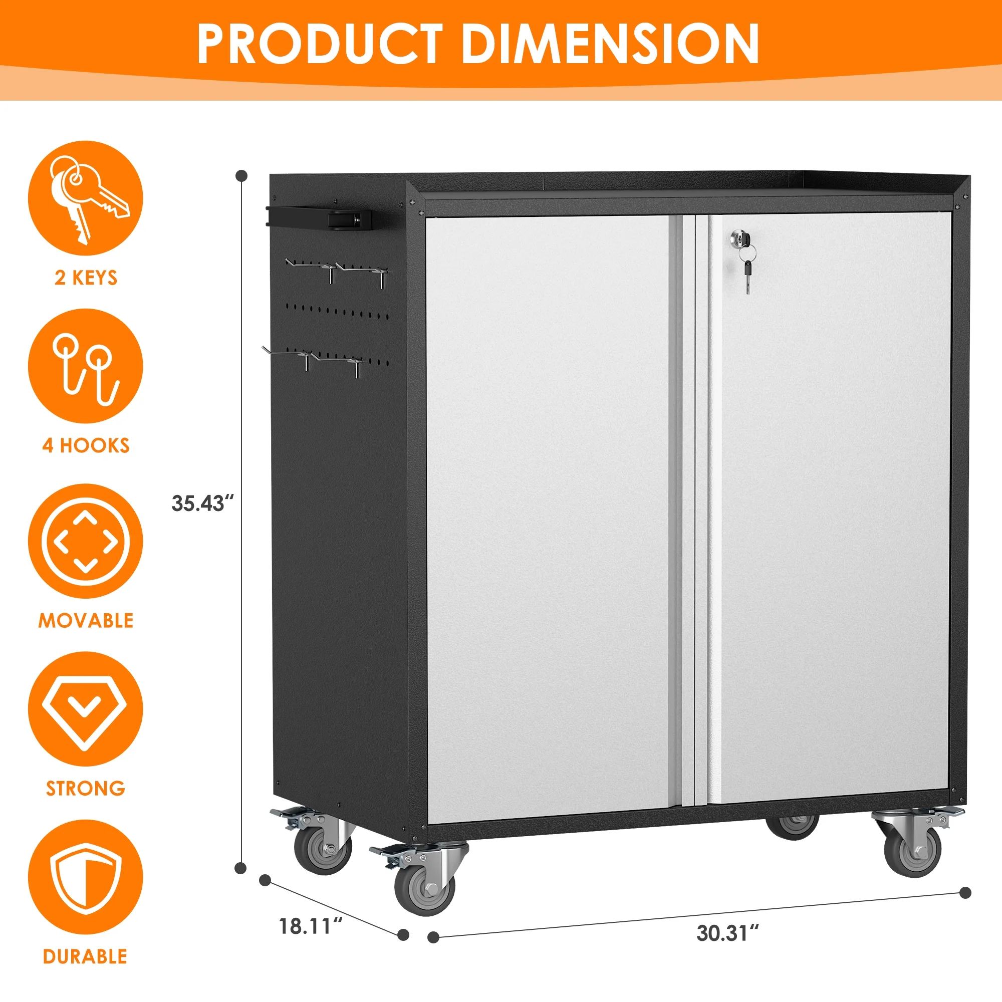 Aobabo Metal Storage Cabinet with Lock,Garage Storage Cabinet with Wheels,72In Steel Storage Cabinet for Garage Home Storage, Black Required-Assembly - Image 124