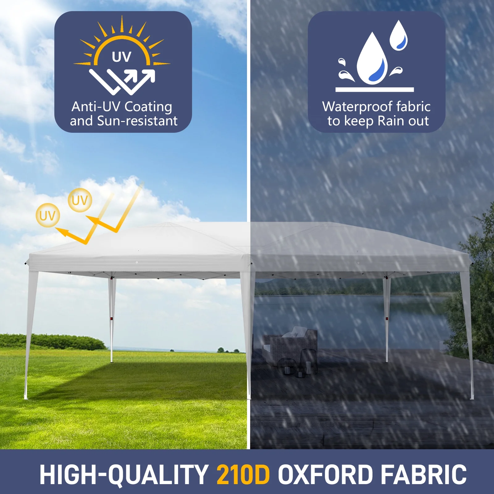 UBesGoo Ez Pop Up Patio Canopy Tent Gazebo Outdoor Party with 6 Sidewalls 10 x 20 ft Blue - Image 53