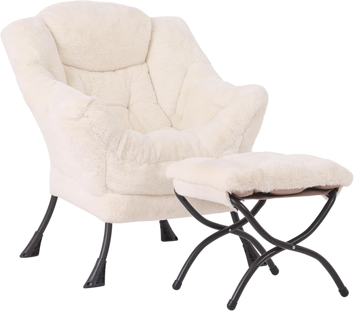 Modern Lazy Chair with Ottoman, Lounge Accent Reading Chair for Living Room - Image 7