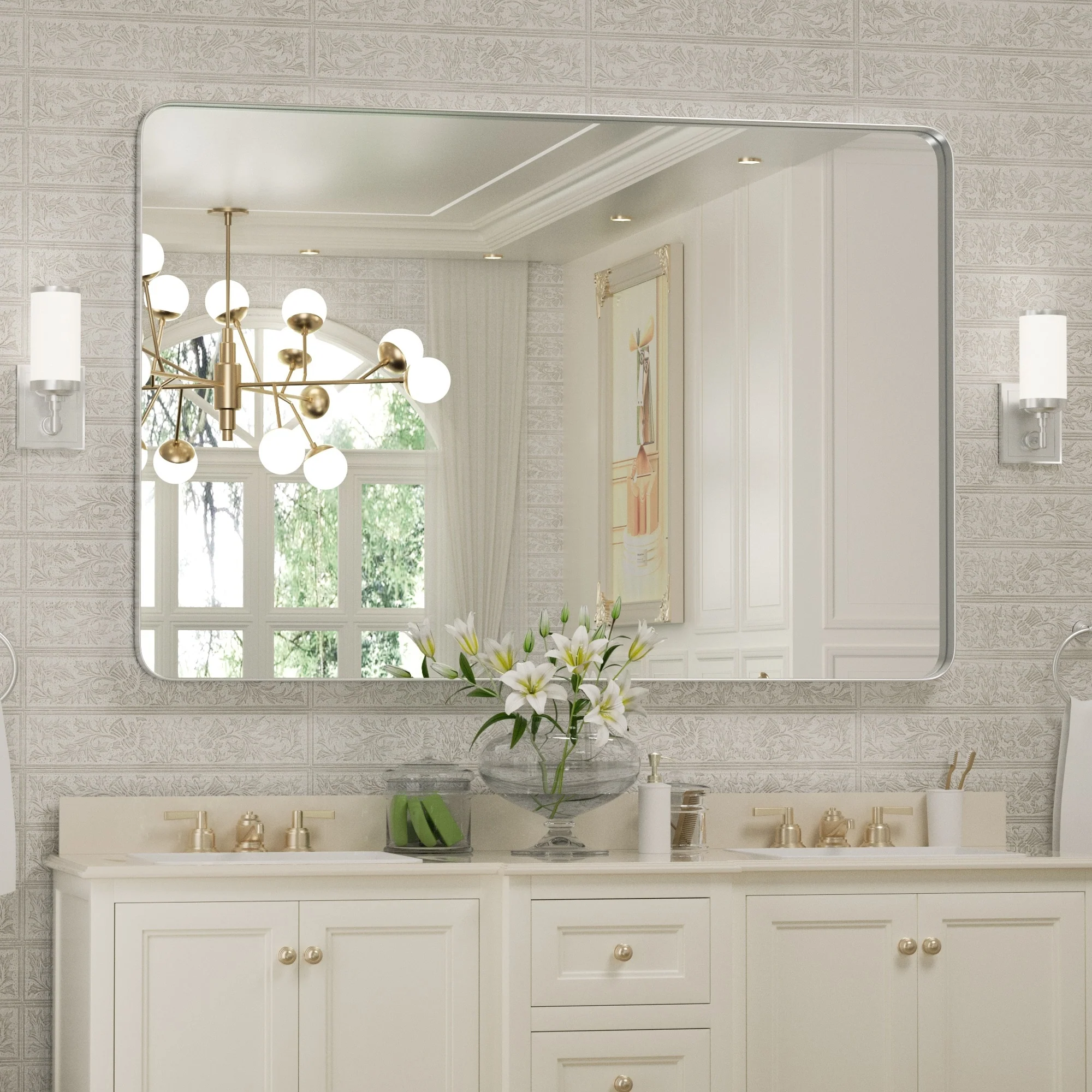 Wall Mirror Vanity Mirror, Bathroom Mirror with Rounded Corners, 1 Piece - Image 37
