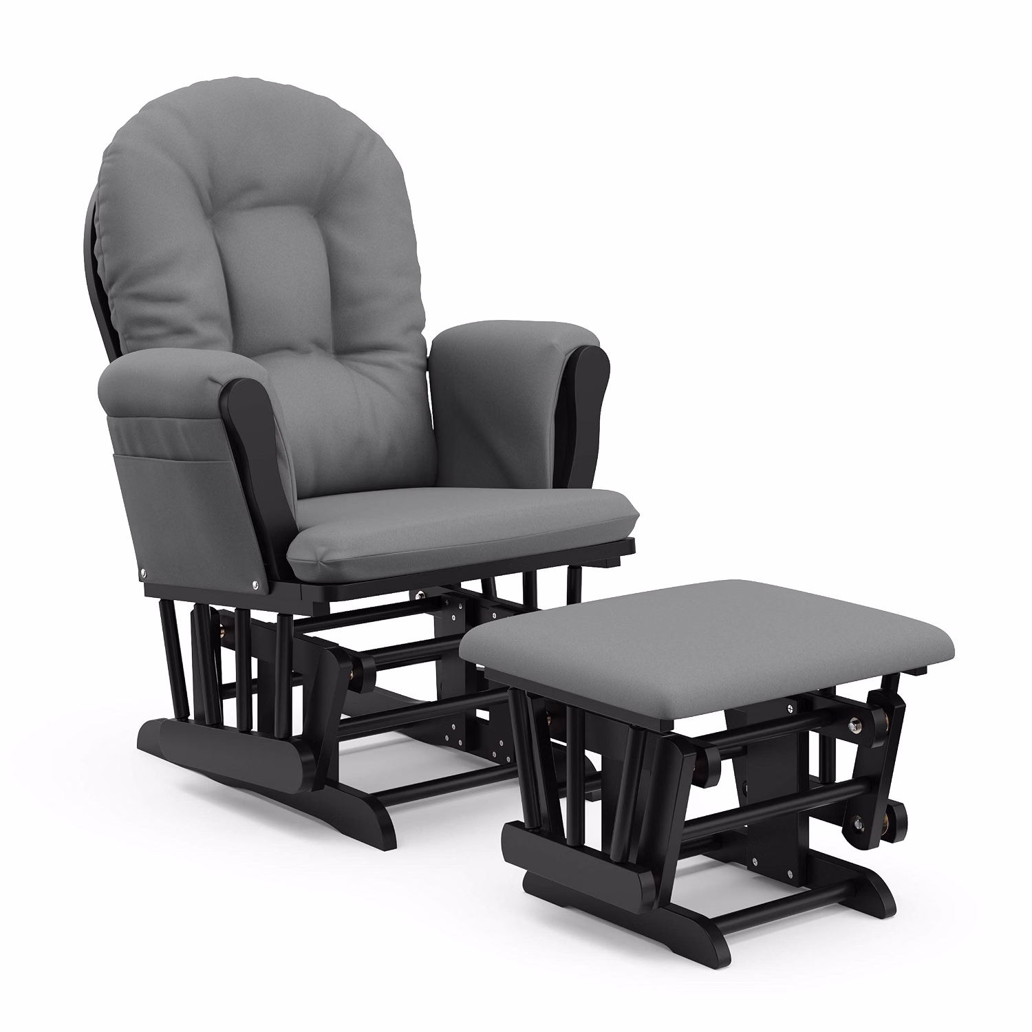Premium Hoop Glider & Ottoman, Espresso/Gray - Image 10