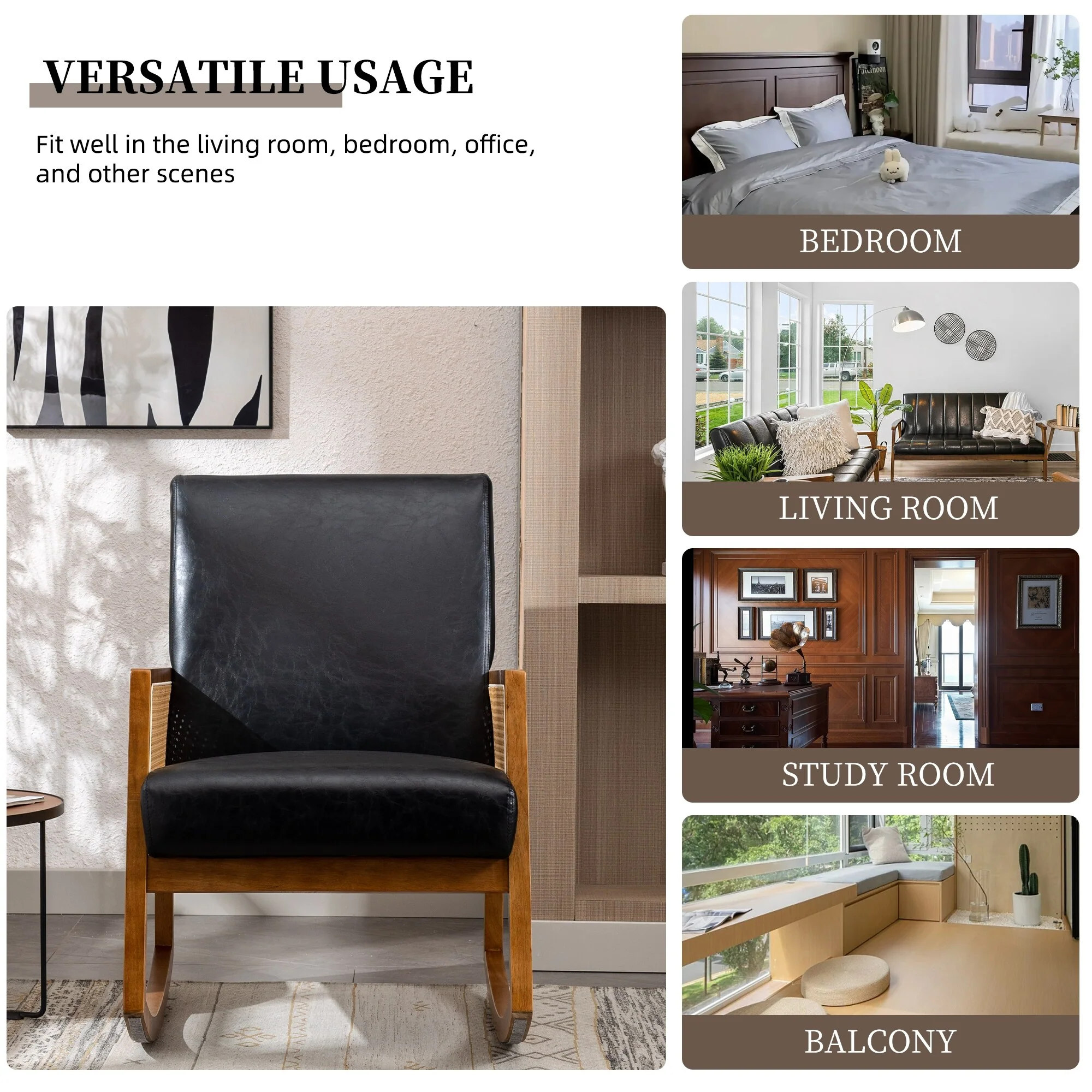 Upholstered Tall Back Rocking Chair, Smooth Gliding Accent Armchair for Comfortable Living Room Seating - Image 22