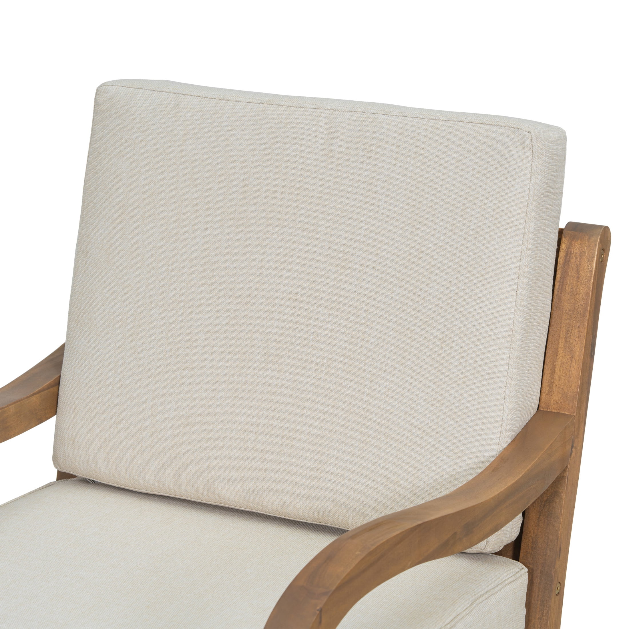 Christopher Knight Home Classic Carved Outdoor Lounge Chair with Cushions, Solid Wood Frame, Beige - Image 8