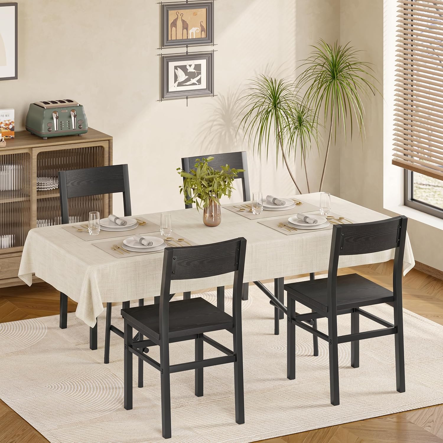 Black Dining Chairs Set of 4, Upgrade Farmhouse Kitchen Room Chair - Image 6