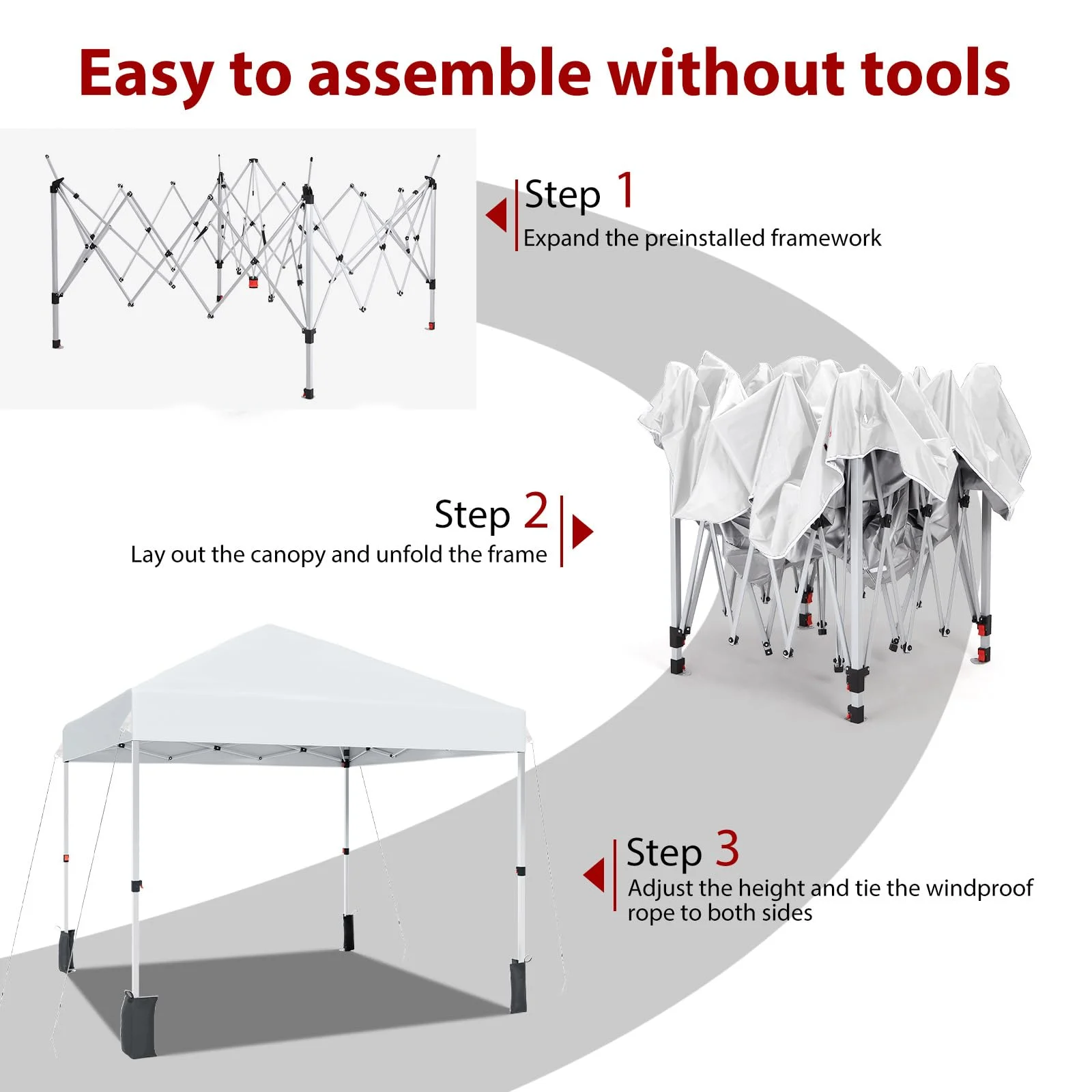 Luku 10x10ft Instant Pop-Up Canopy Tent with Patented Center Lock System, Portable Wheeled Carry Bag, Adjustable Height Straight Legs for Outdoor, Garden, Market, Patio, Yard - Image 7