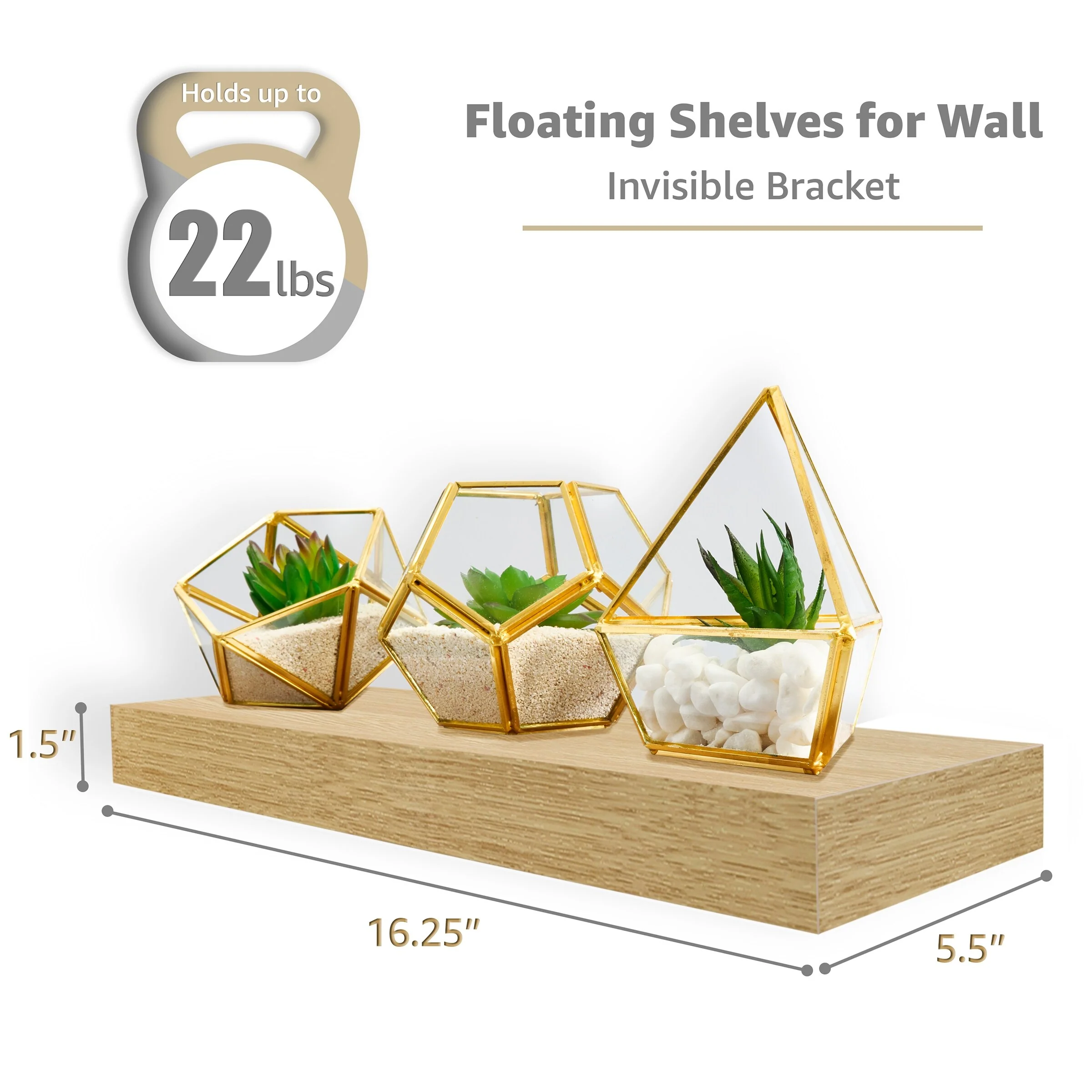 16 Inch Floating Wall Shelves, 3 Pack Farmhouse Hanging Display and Storage Shelves - Image 11
