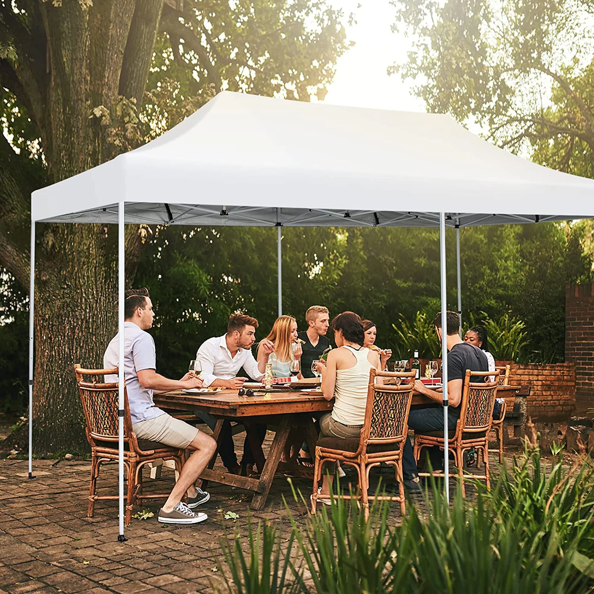 Gymax 10 x 20FT Patio Pop-Up Folding Canopy Tent UPF 50+ Instant Sun Shelter White - Image 2