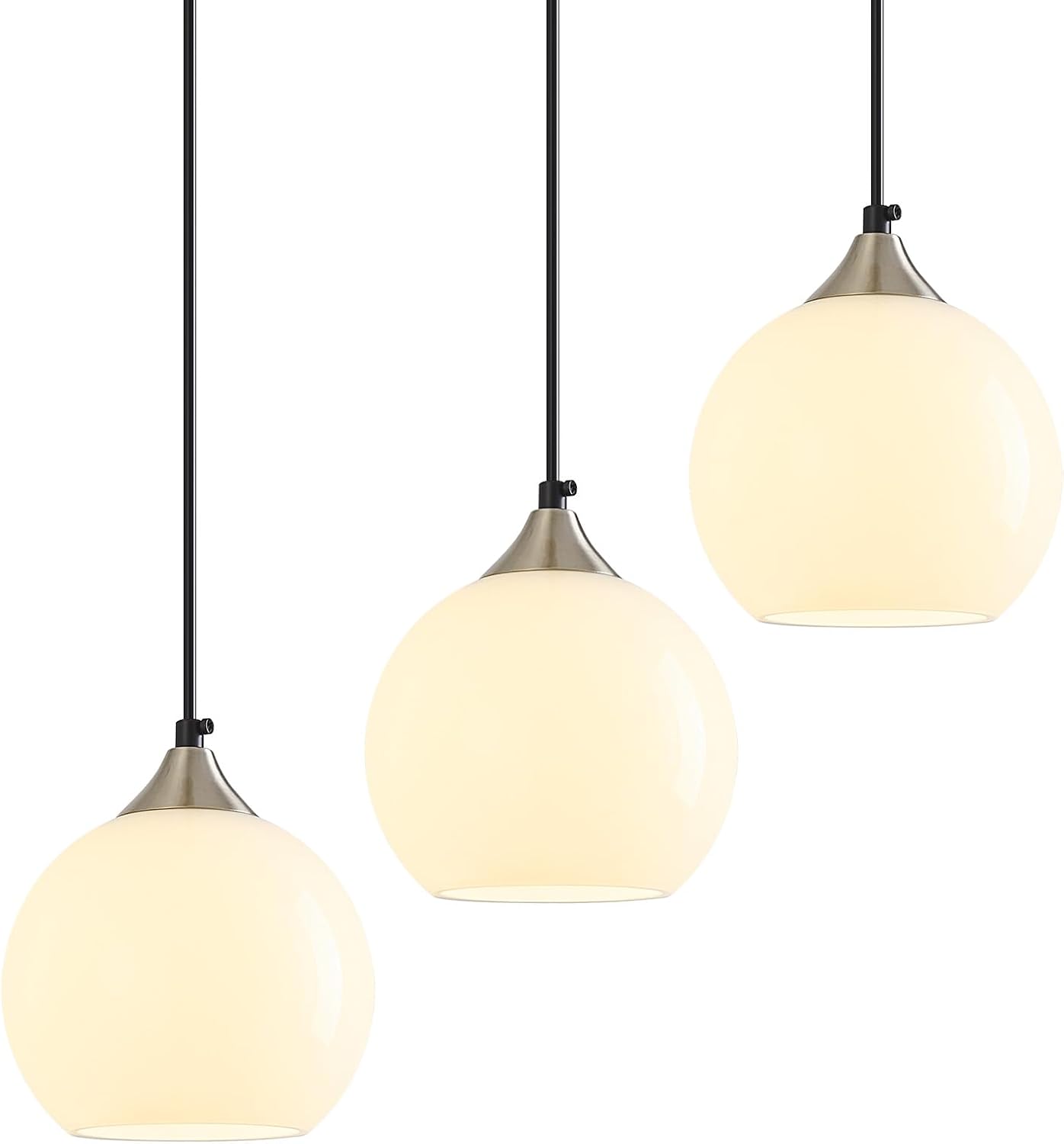 Amber Pendant Lights Kitchen Island 3 Pack, 5.9 in Seeded Glass Globe - Image 60
