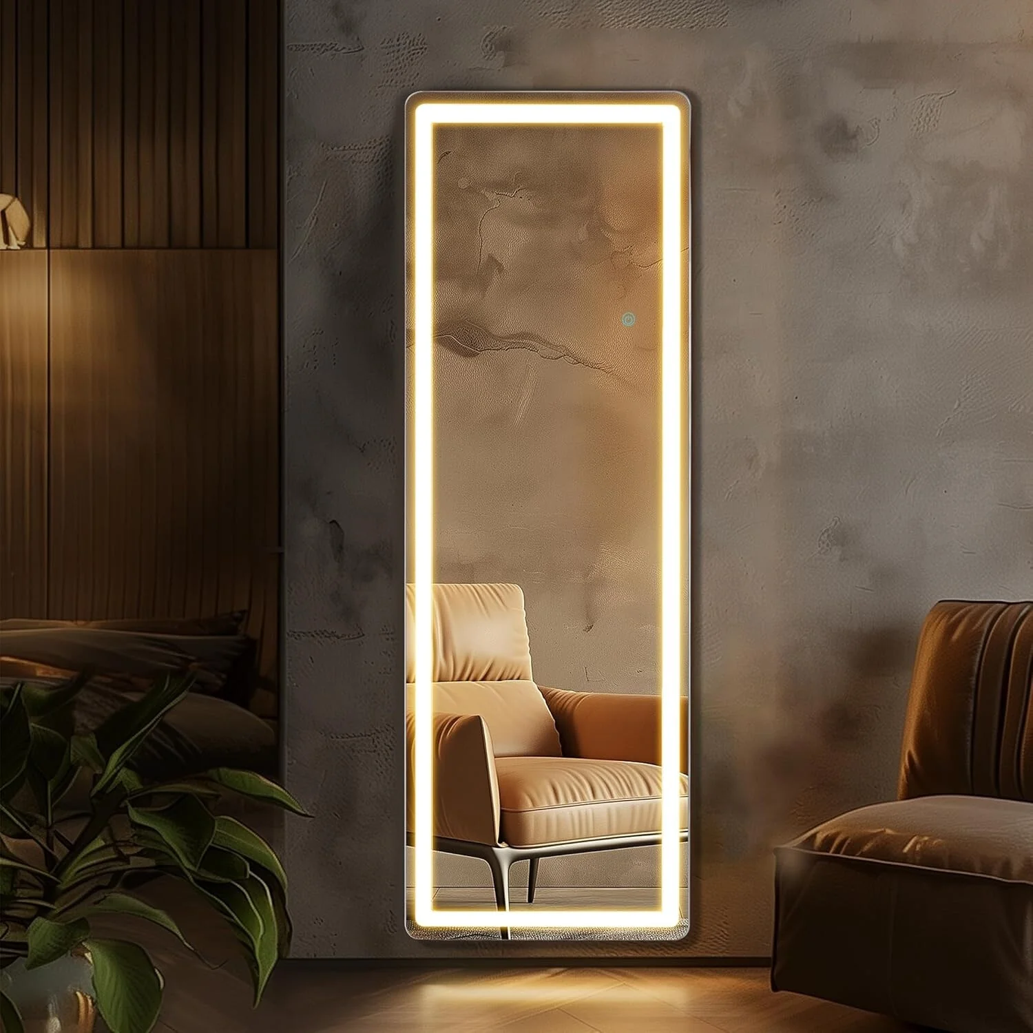 64 x 21 Inch Full Length LED Floor Mirror with Stand, Full Body Wall Mounted Mirror - Image 3